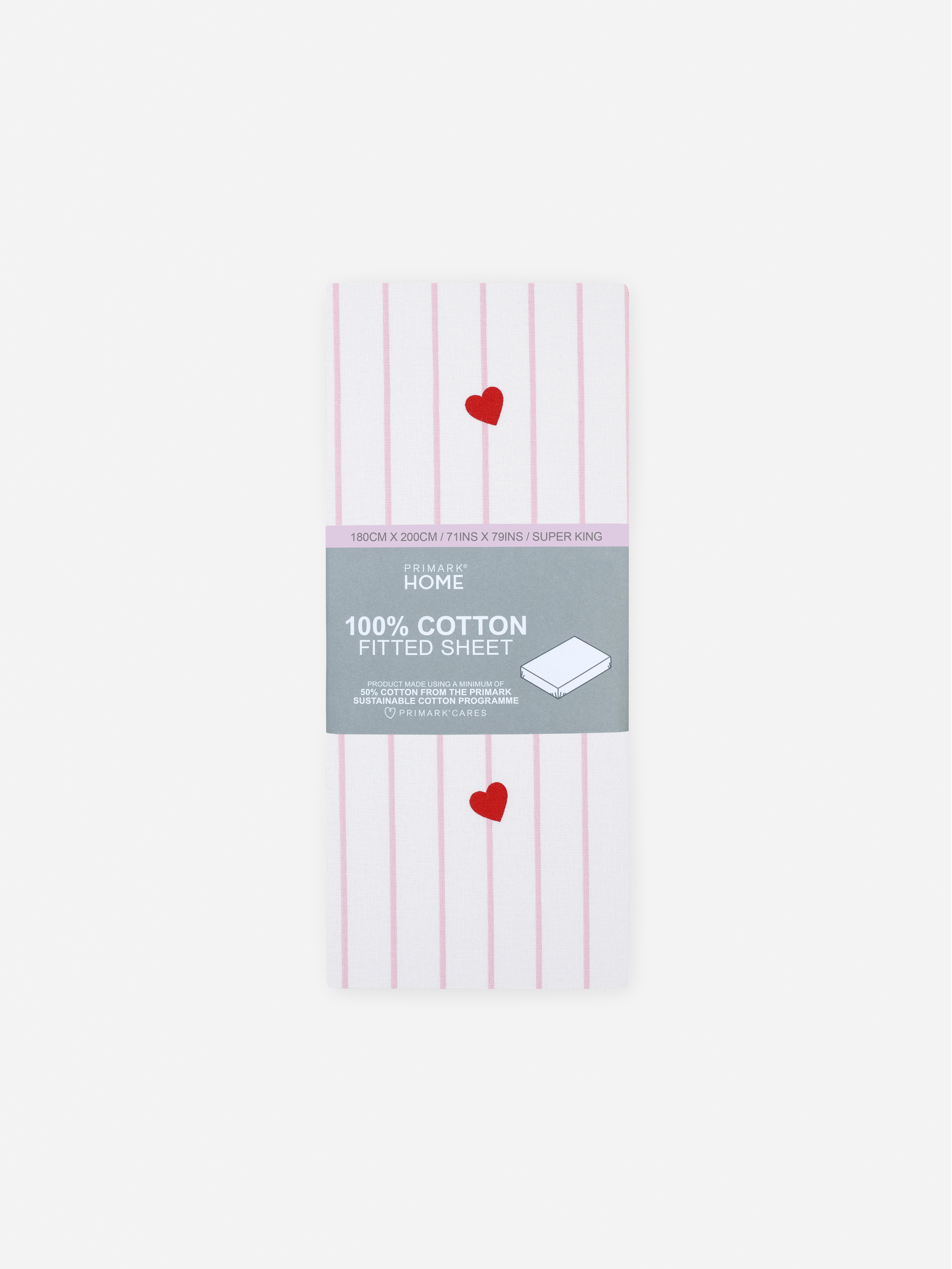 Sateen Hearts Super King Fitted Sheet