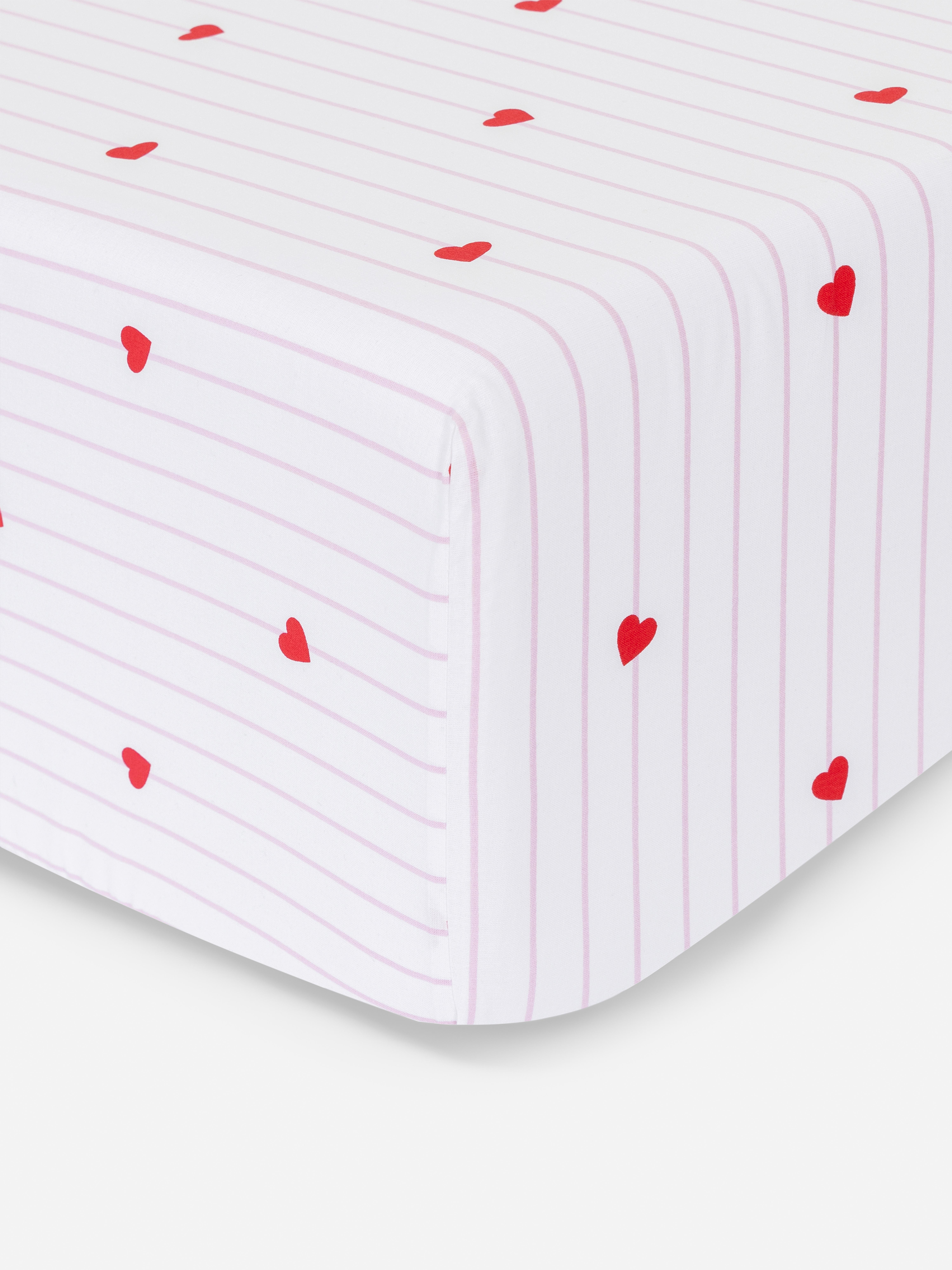 Stripe and Heart Single Fitted Sheet