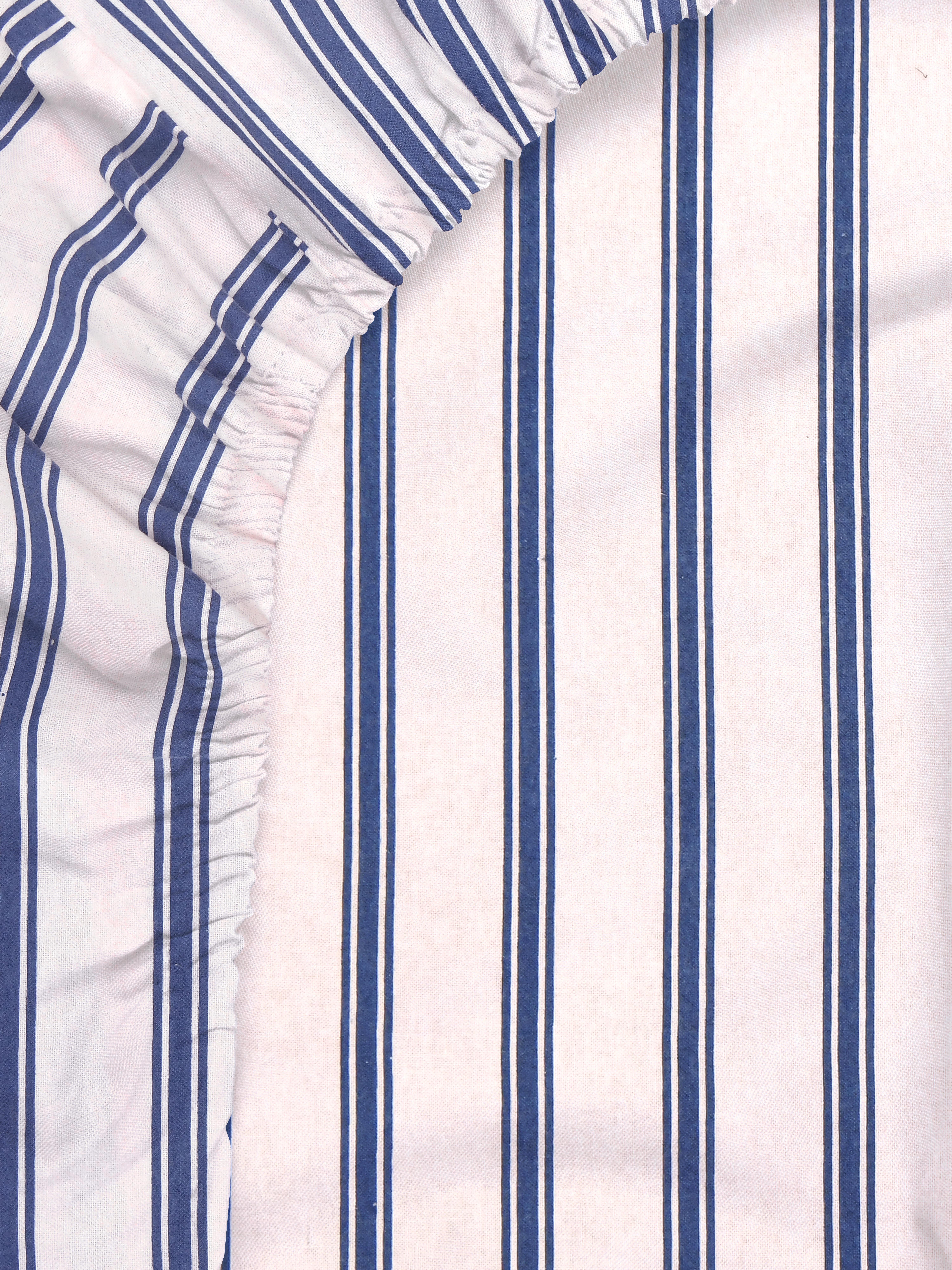 Drap-housse simple rayé en coton brossé