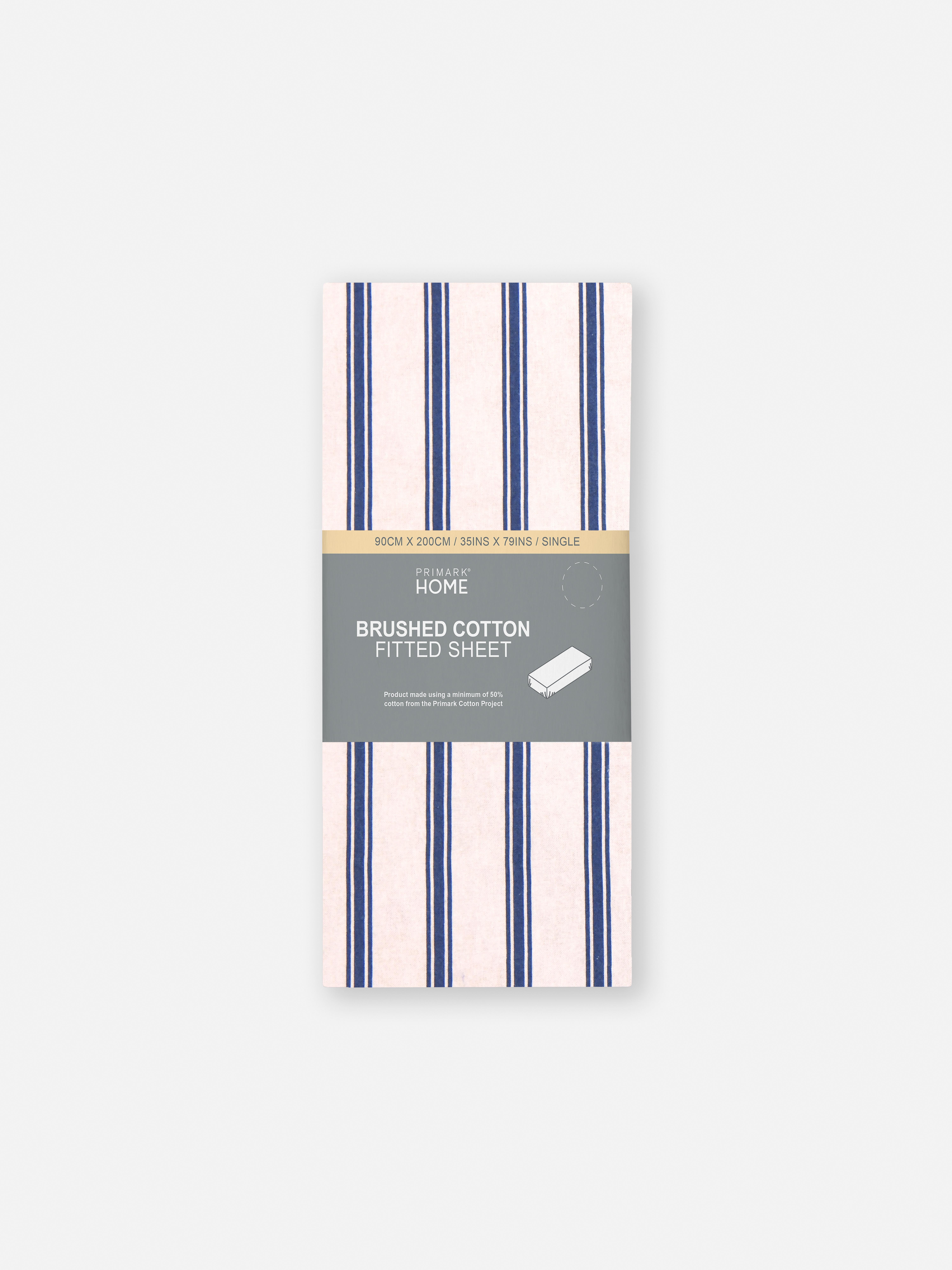 Drap-housse simple rayé en coton brossé