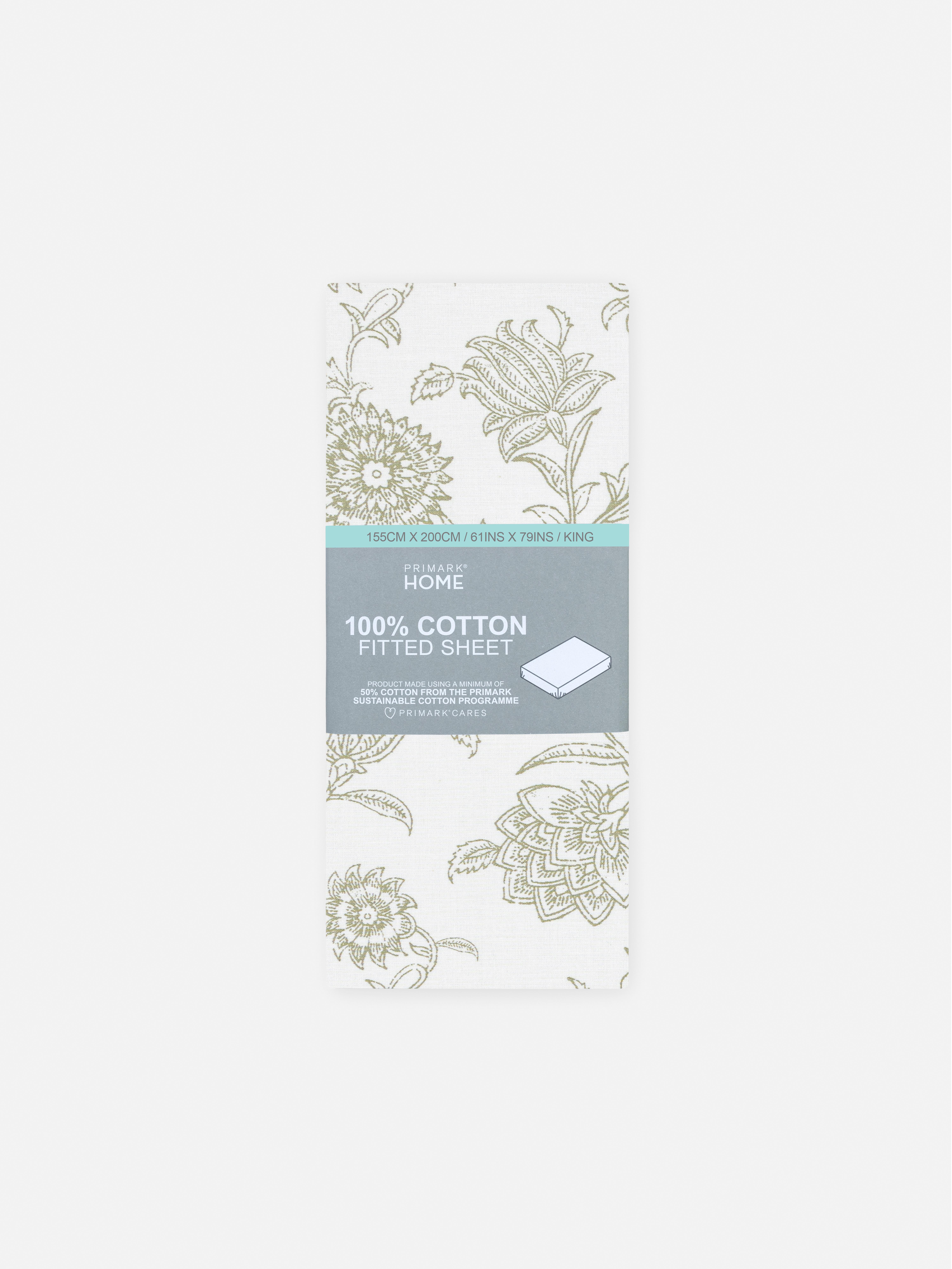 Line Art Floral King Fitted Sheet