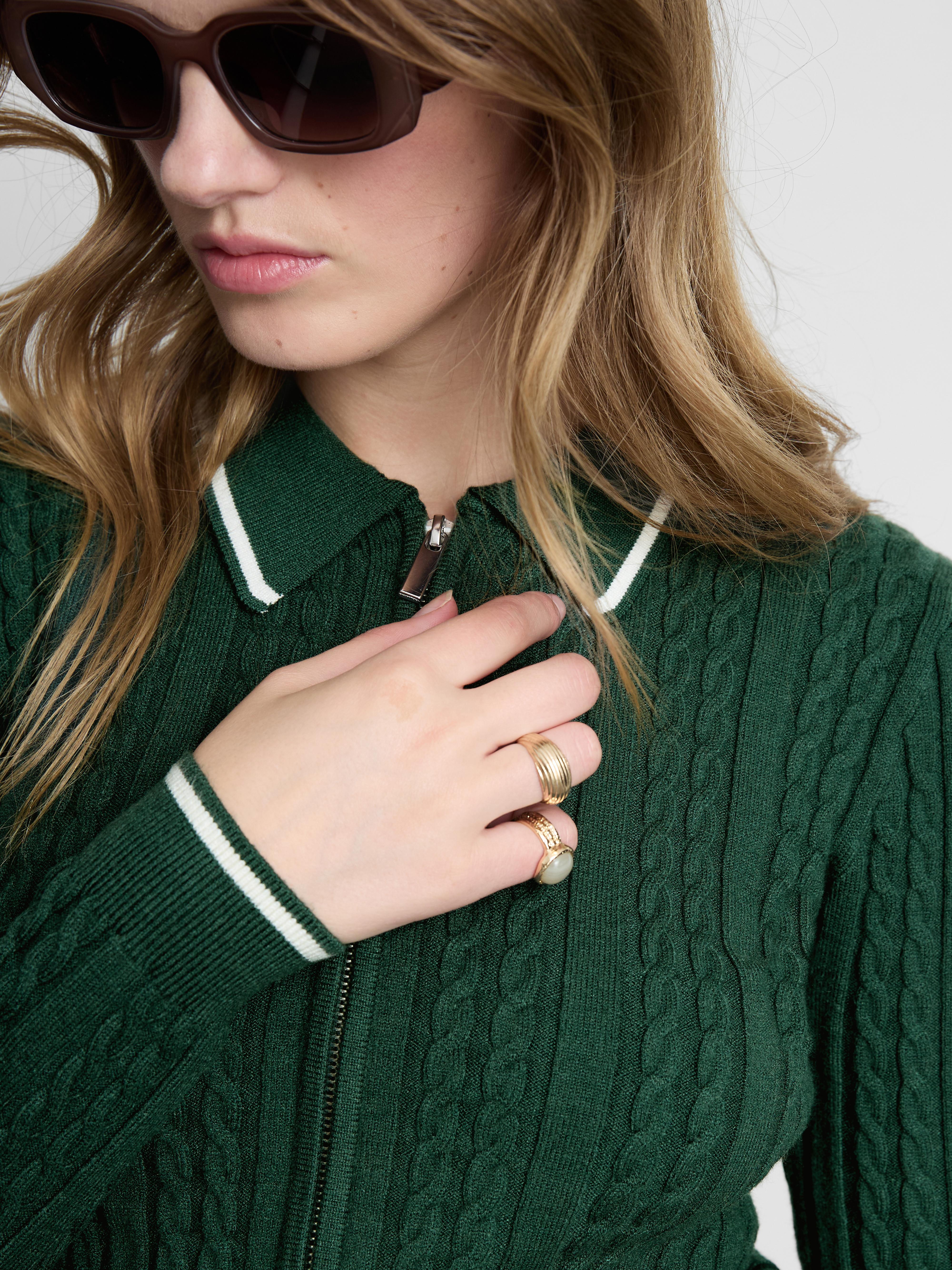 Polo Cable Knit Cardigan