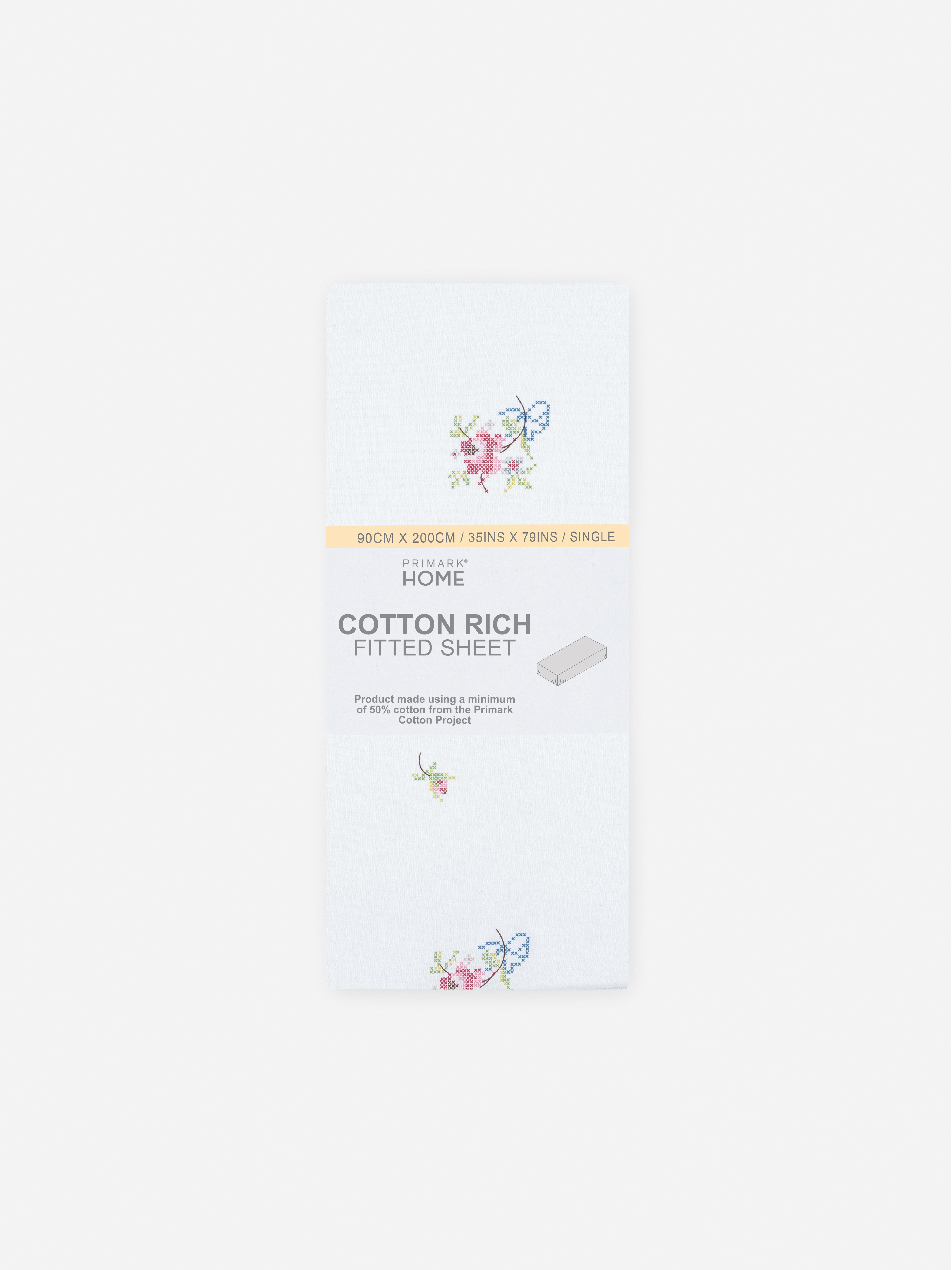 Drap-housse simple à motif floral en point de croix