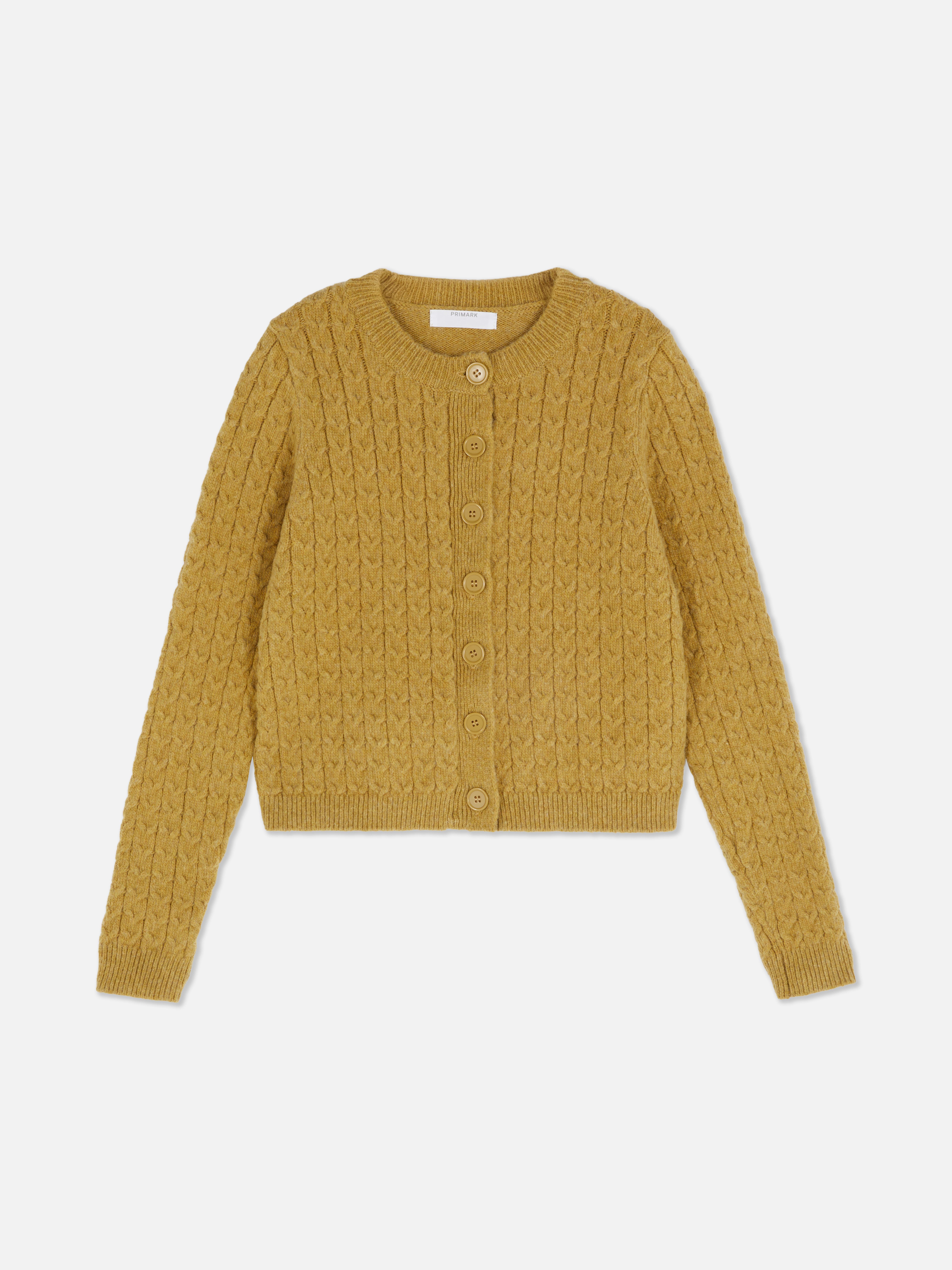 Cropped Cable Knit Cardigan