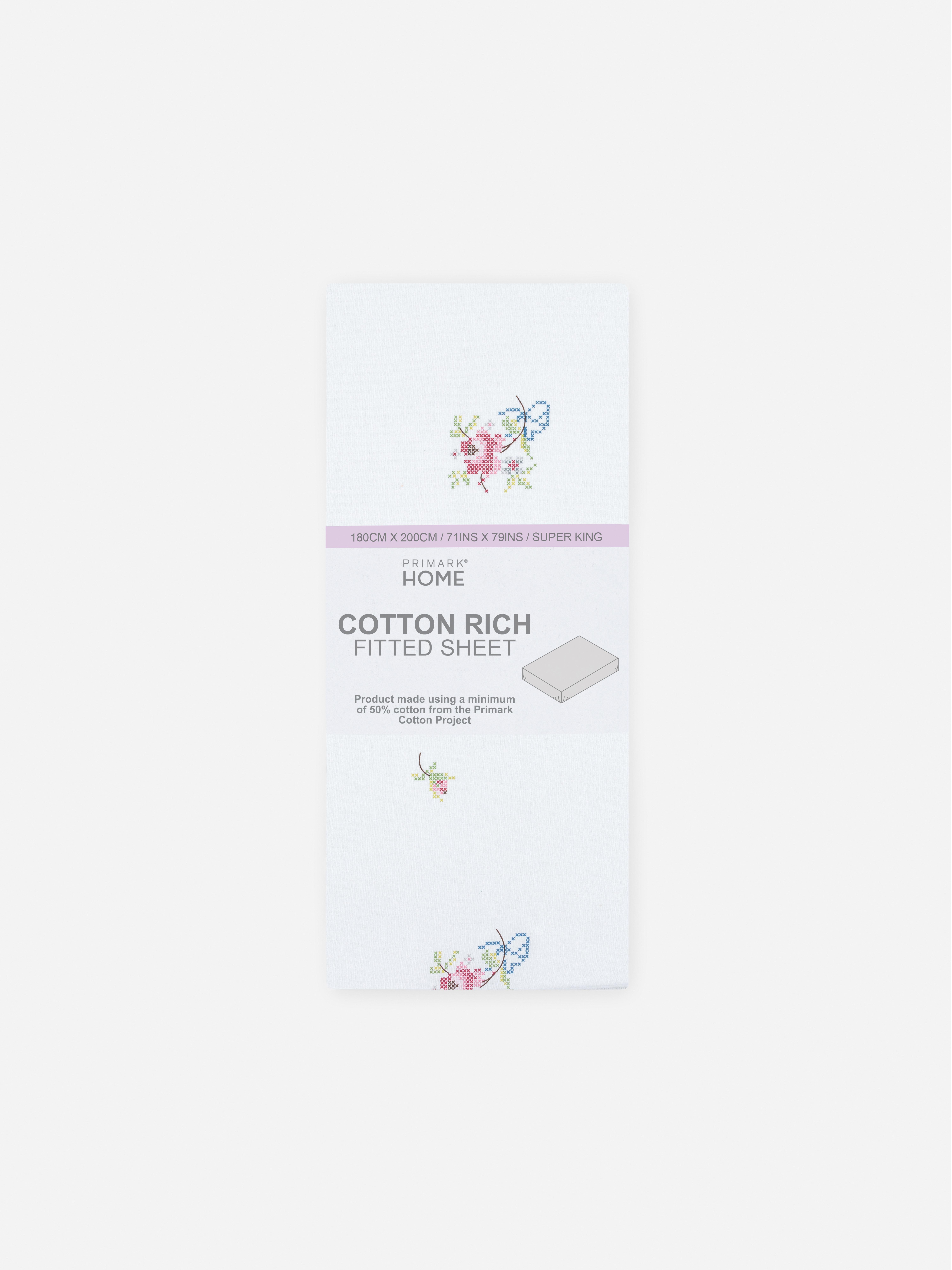 Drap-housse super king size à motif floral en point de croix