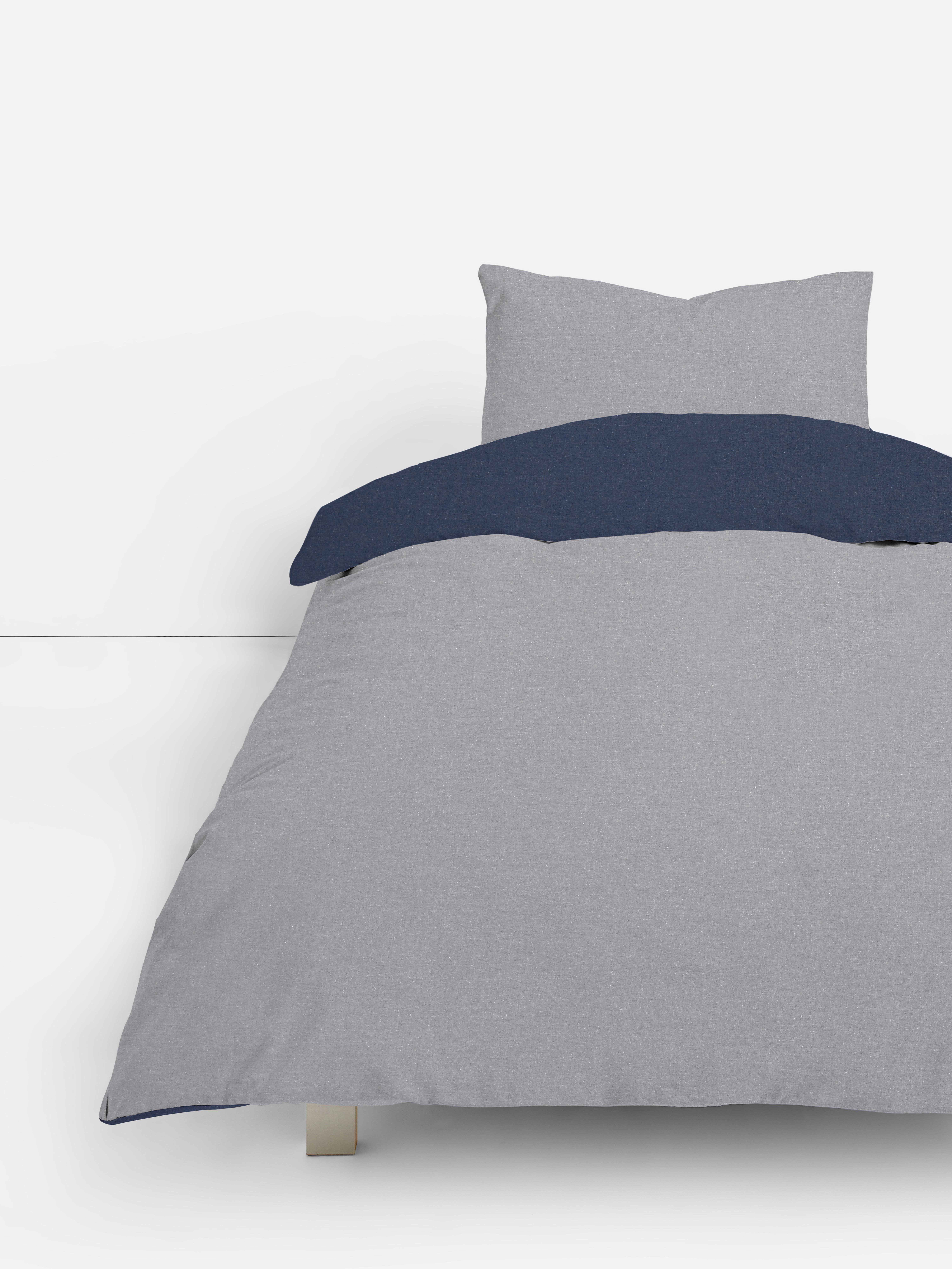 Reversible Block Colour Single Duvet Cover Set