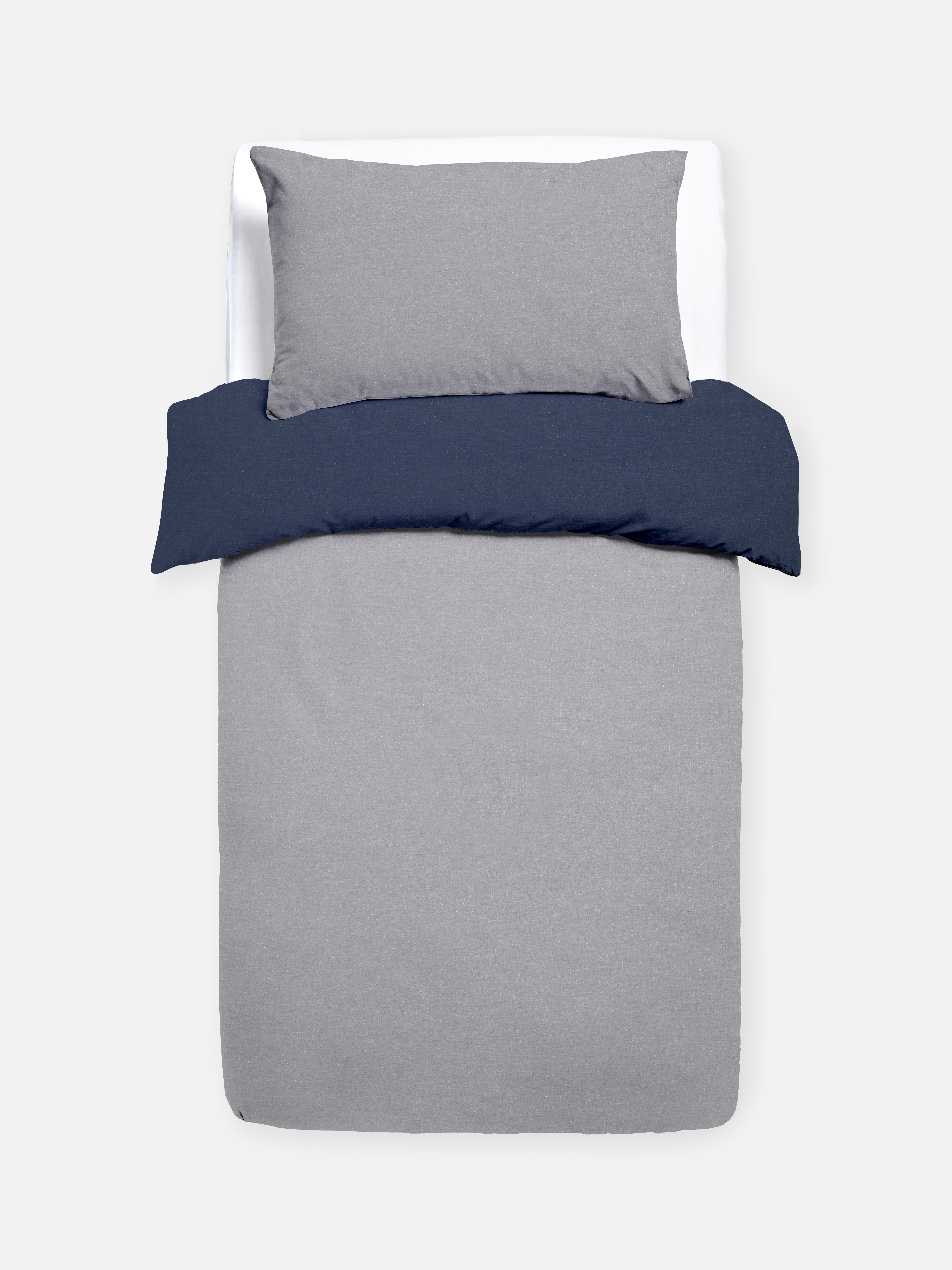 Reversible Block Colour Single Duvet Cover Set