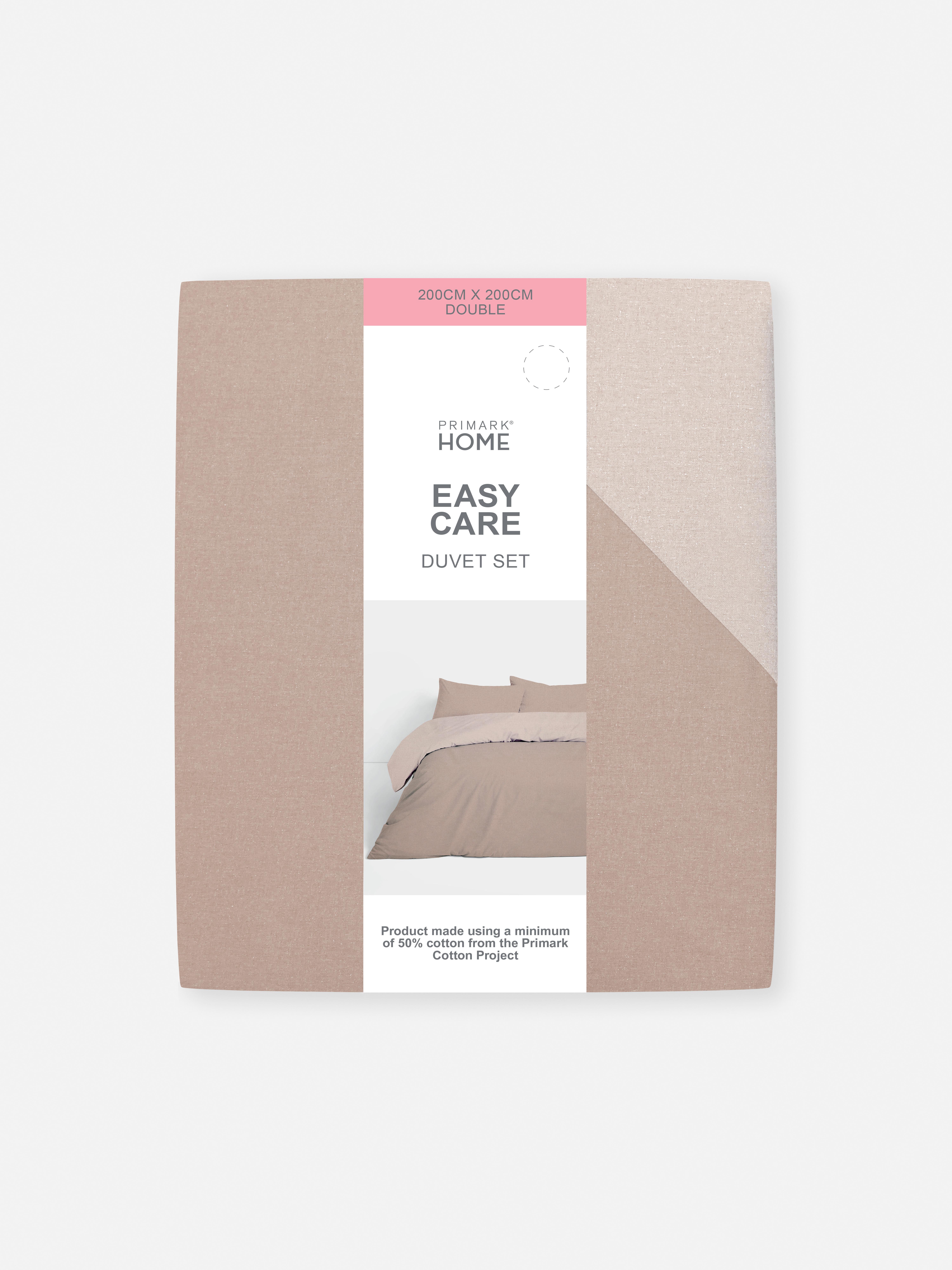 Reversible Block Colour Double Duvet Cover Set