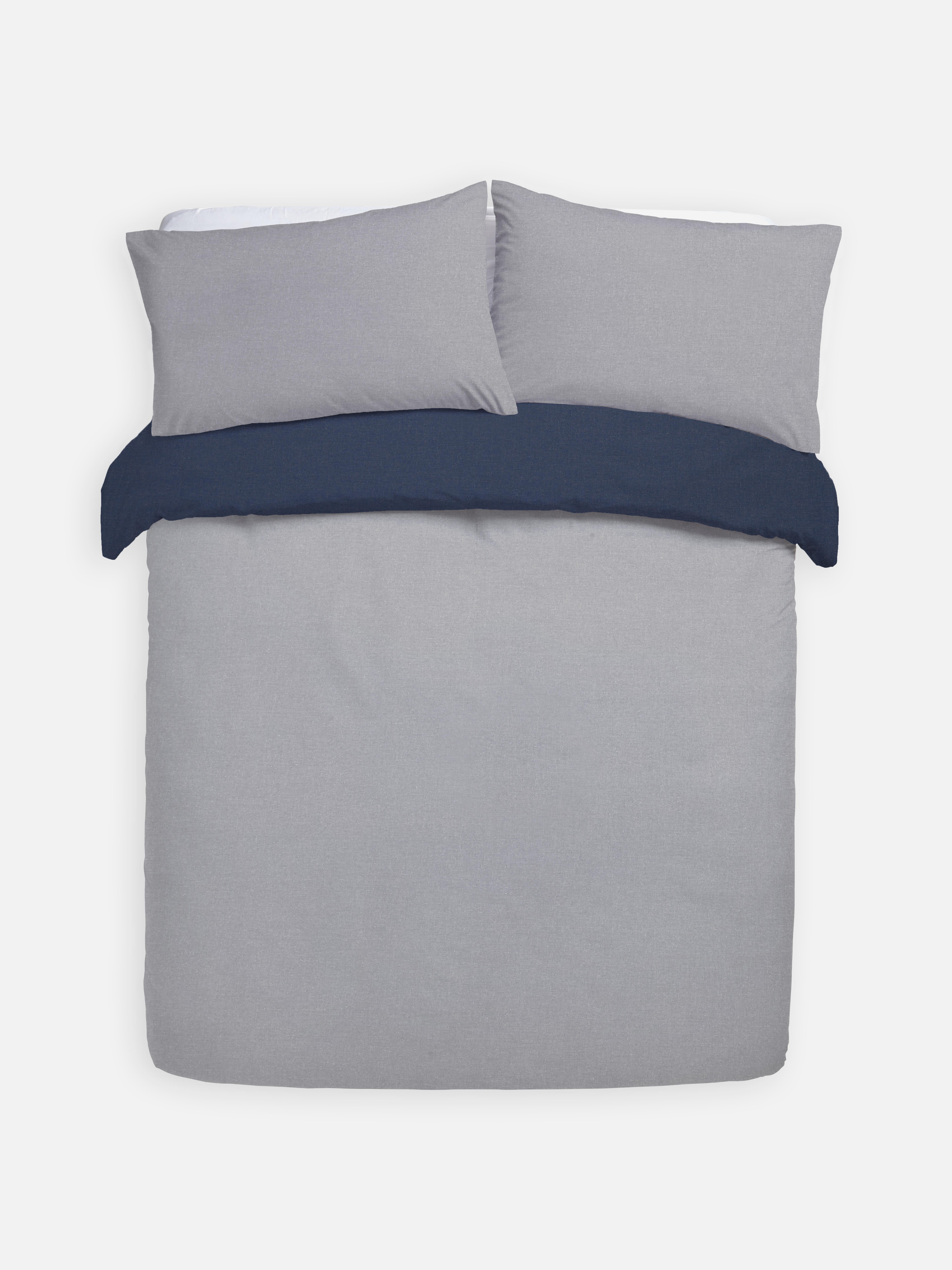 Reversible Block Colour Double Duvet Cover Set