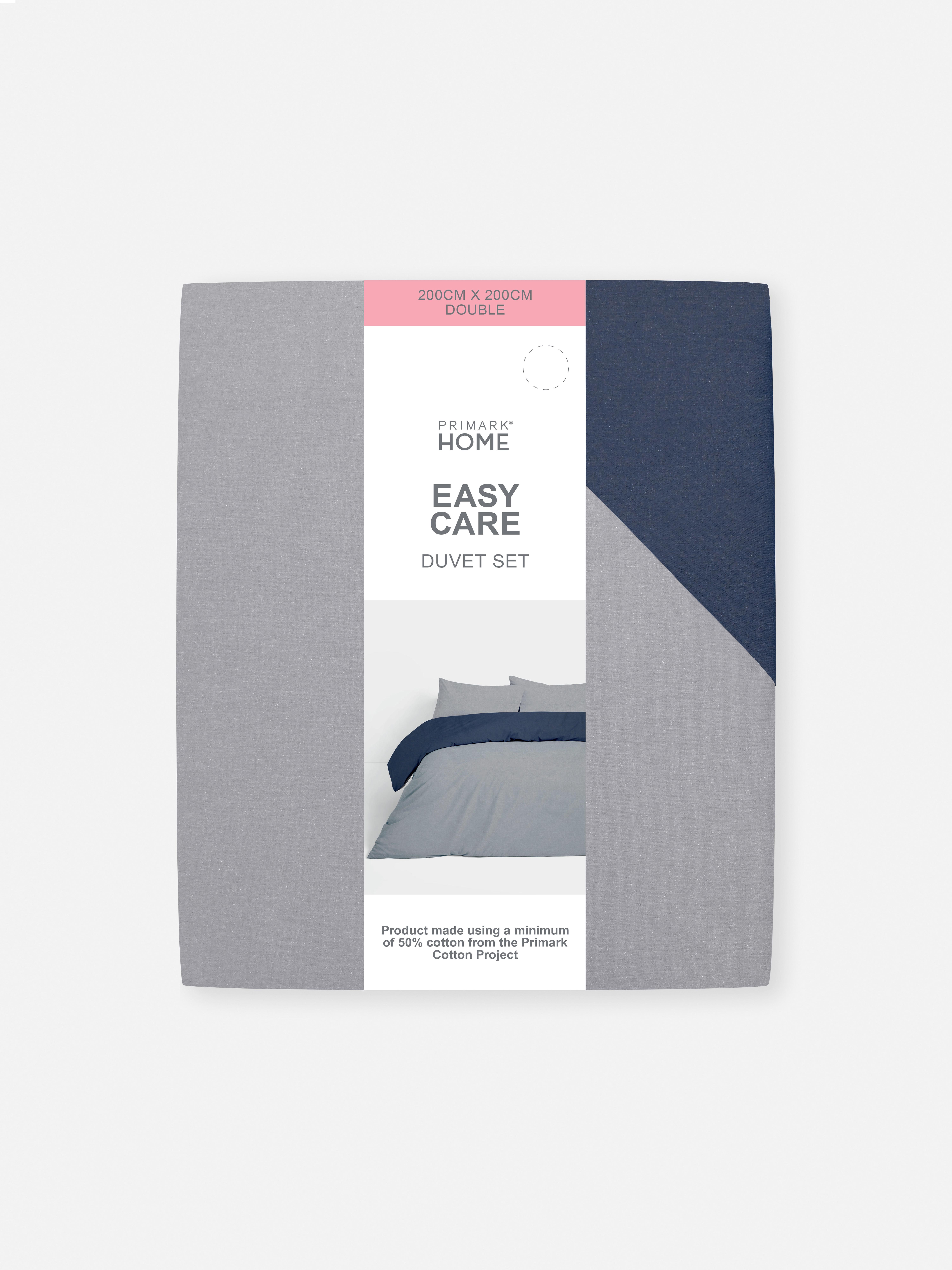 Reversible Block Colour Double Duvet Cover Set