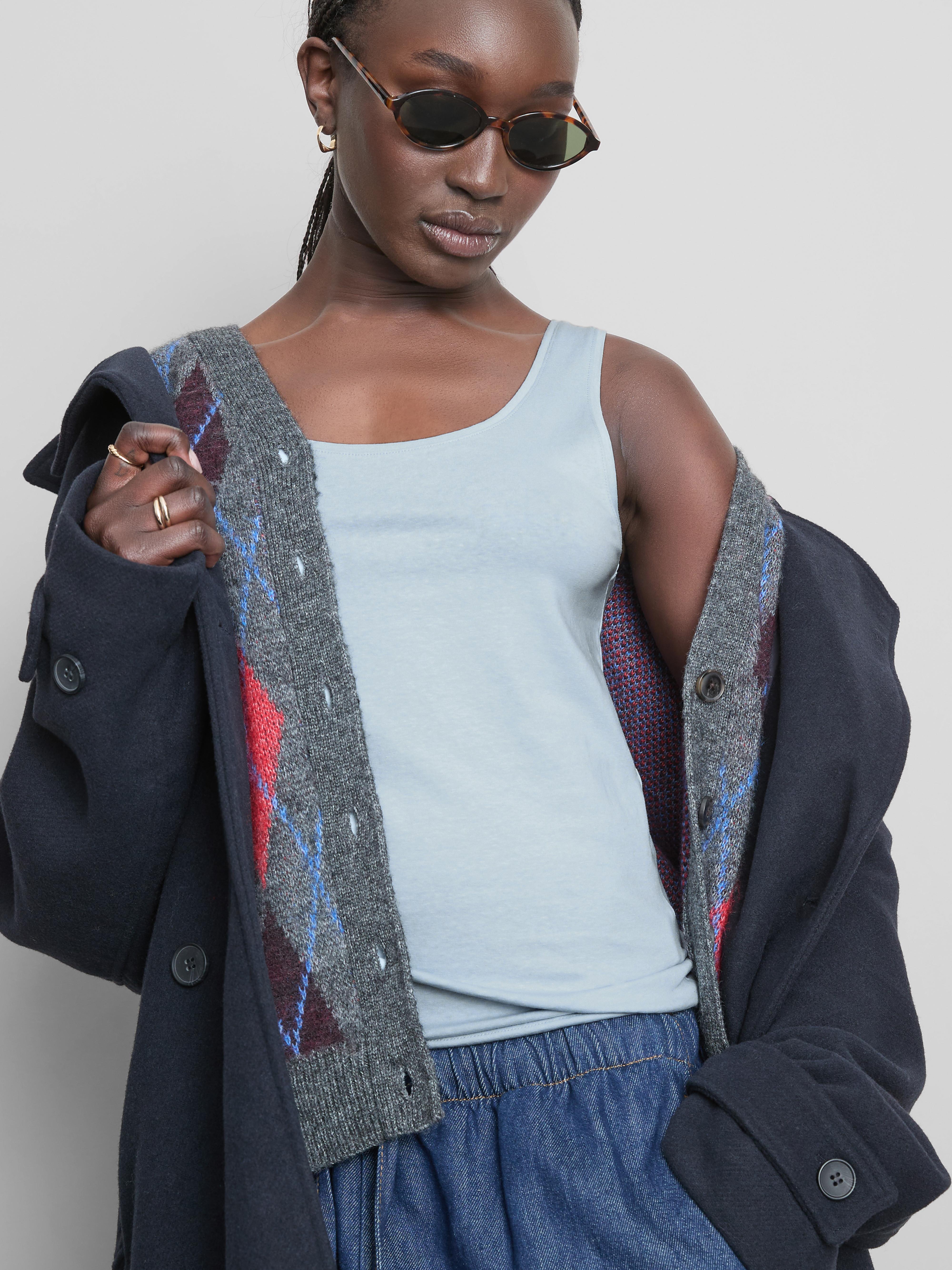 Women's Light Blue Scoop Neck Stretch Vest