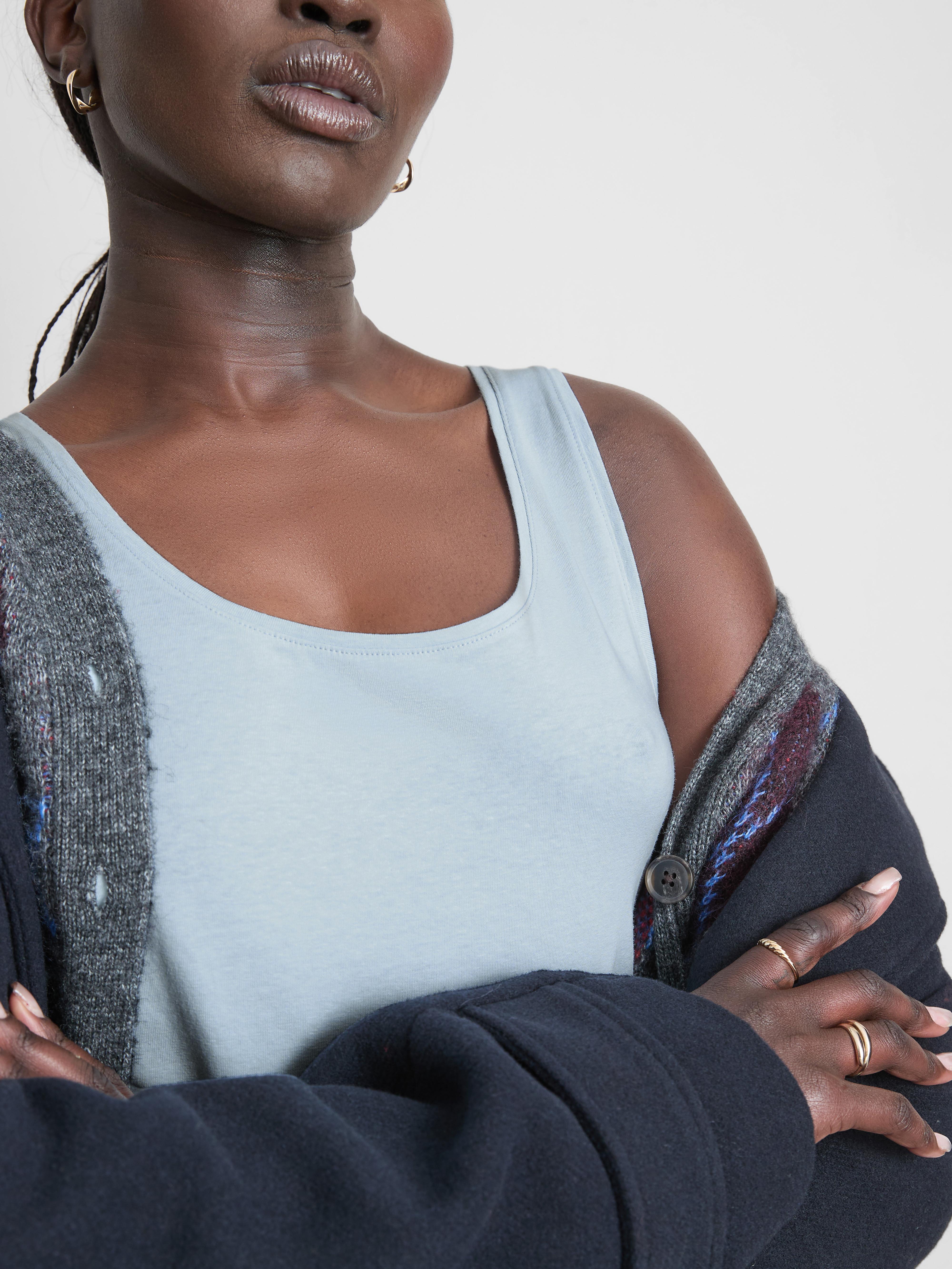 Women's Light Blue Scoop Neck Stretch Vest