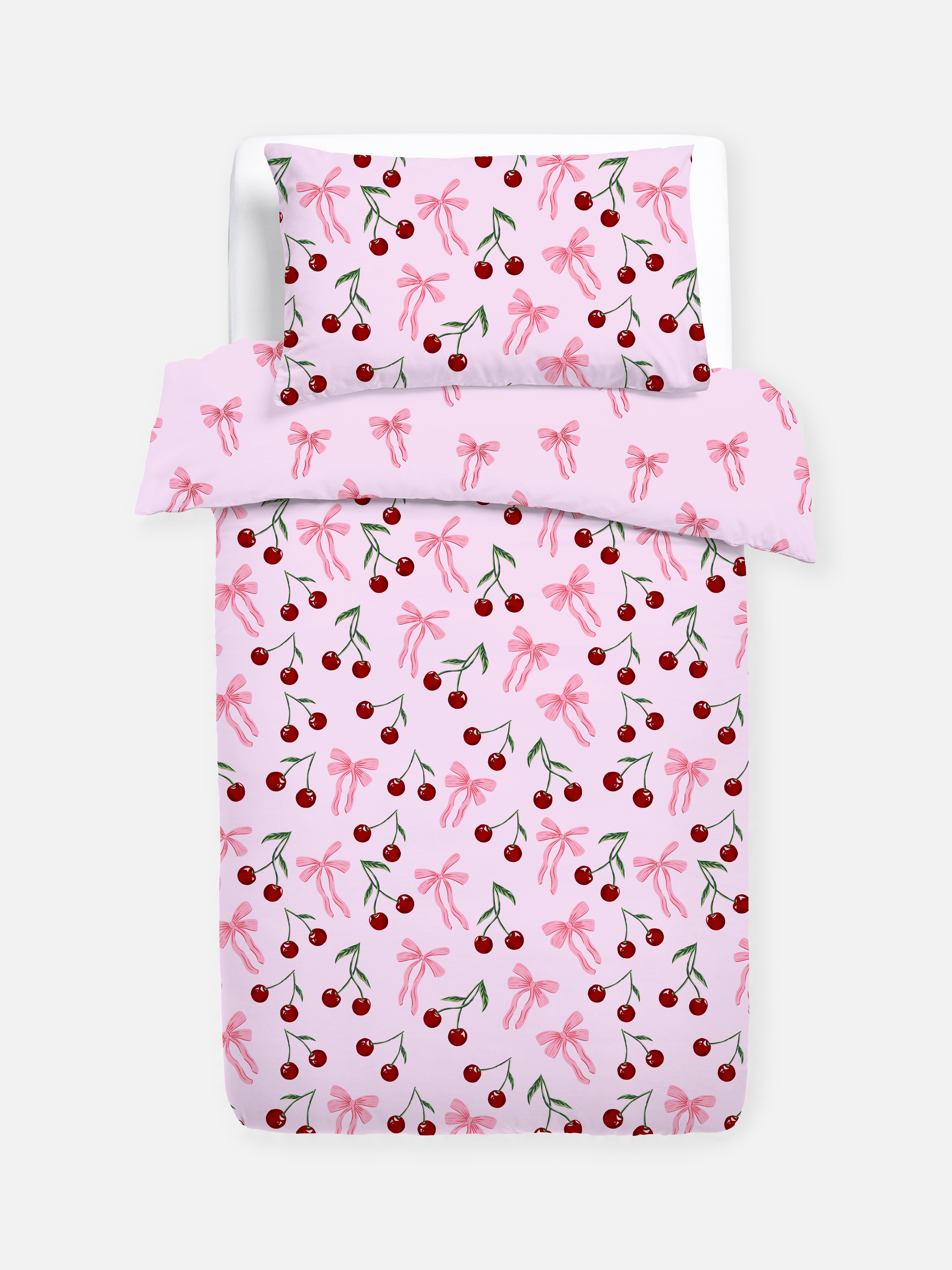 Cherry And Bow Single Duvet Cover Set