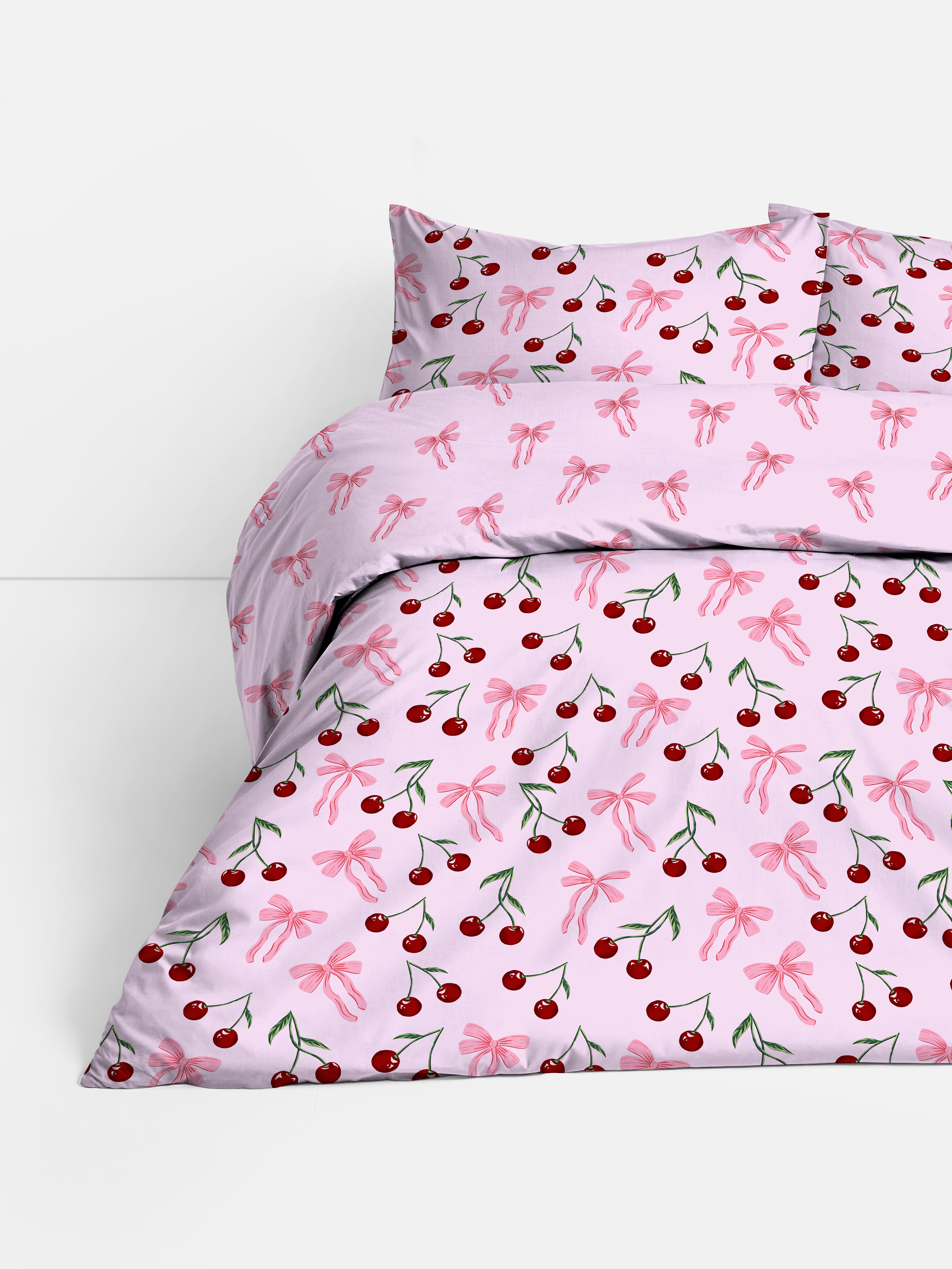 Conjunto capa edredão casal cereja laço