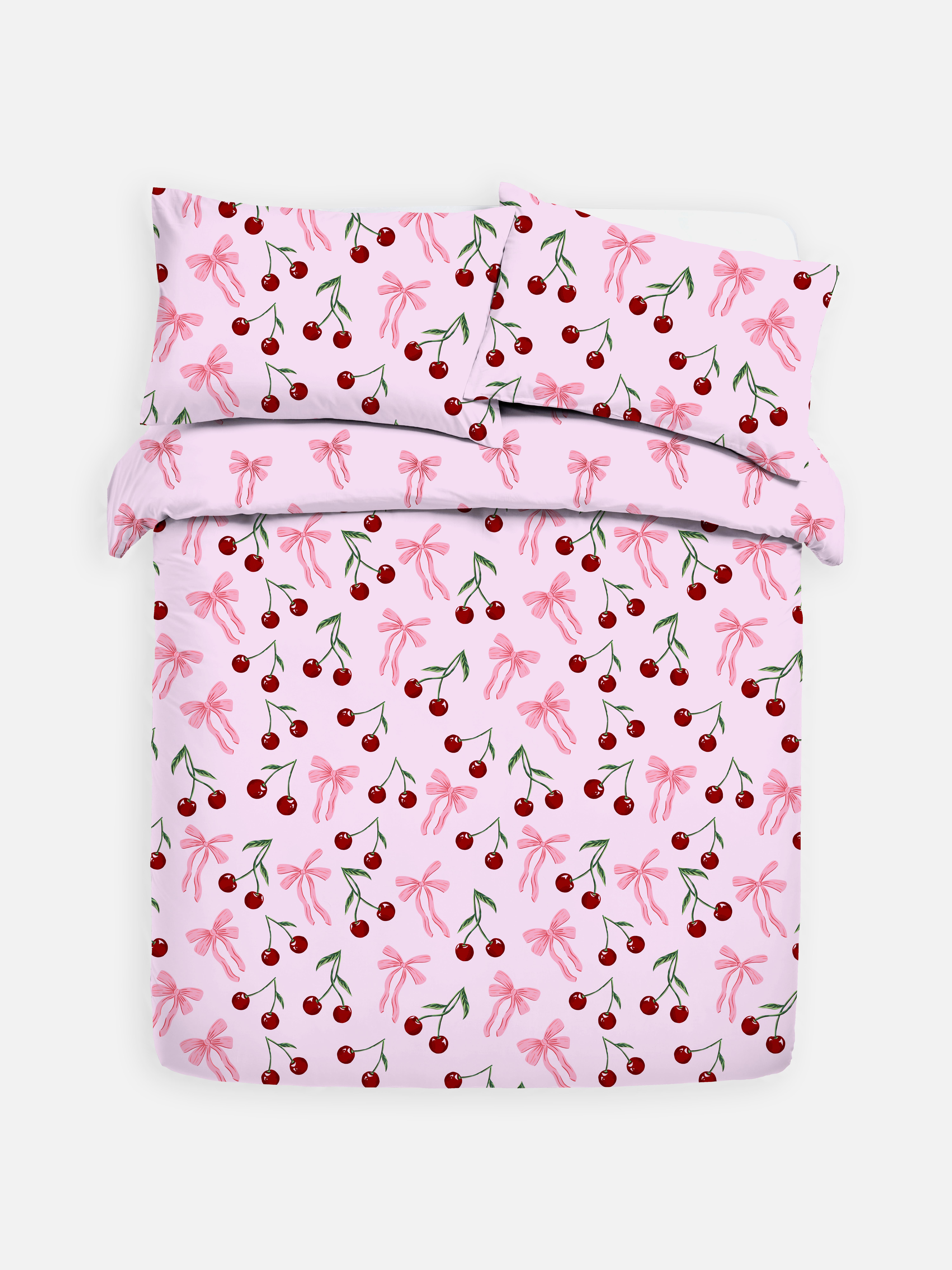 Conjunto capa edredão casal cereja laço