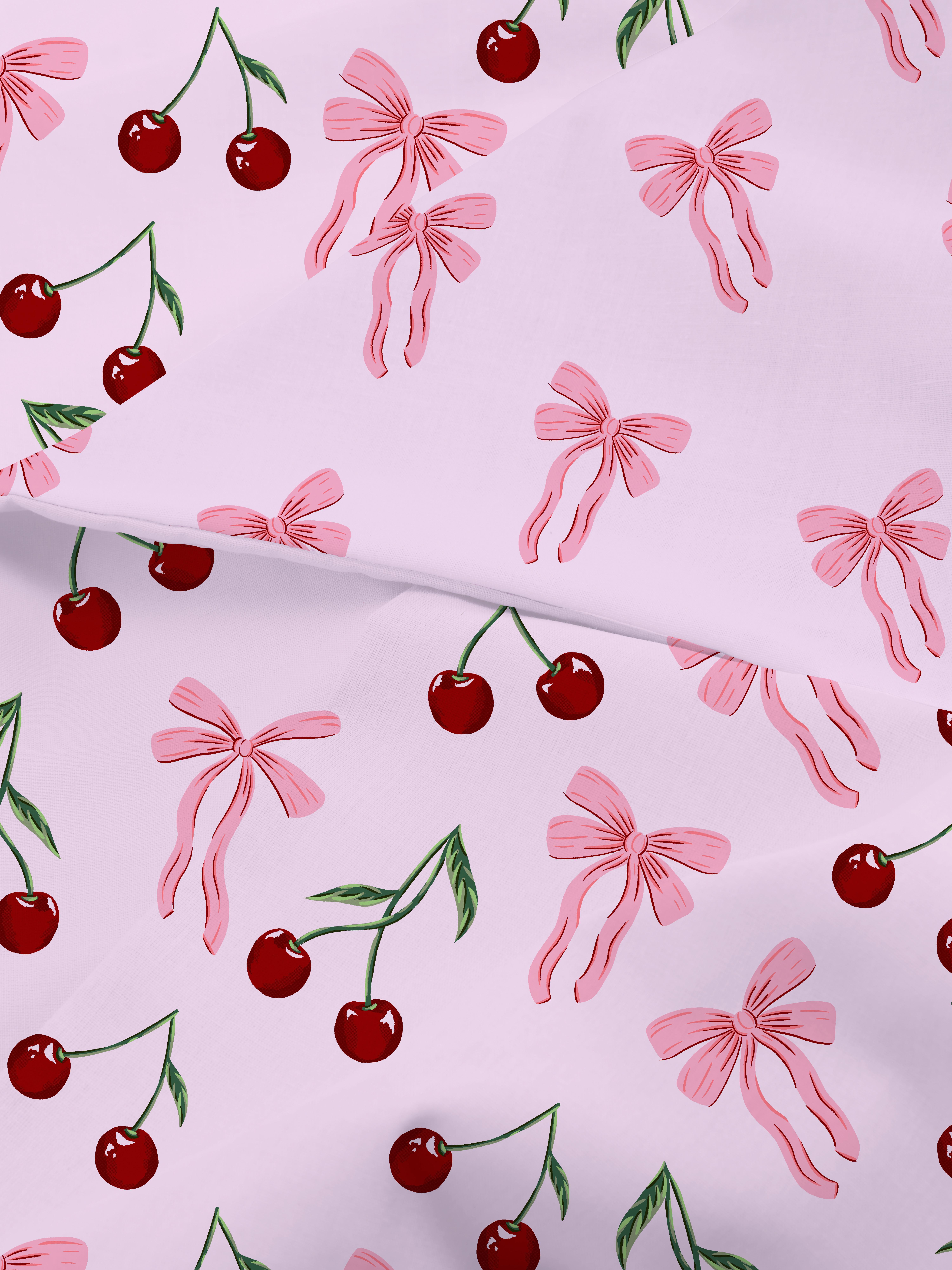 Conjunto capa edredão casal cereja laço
