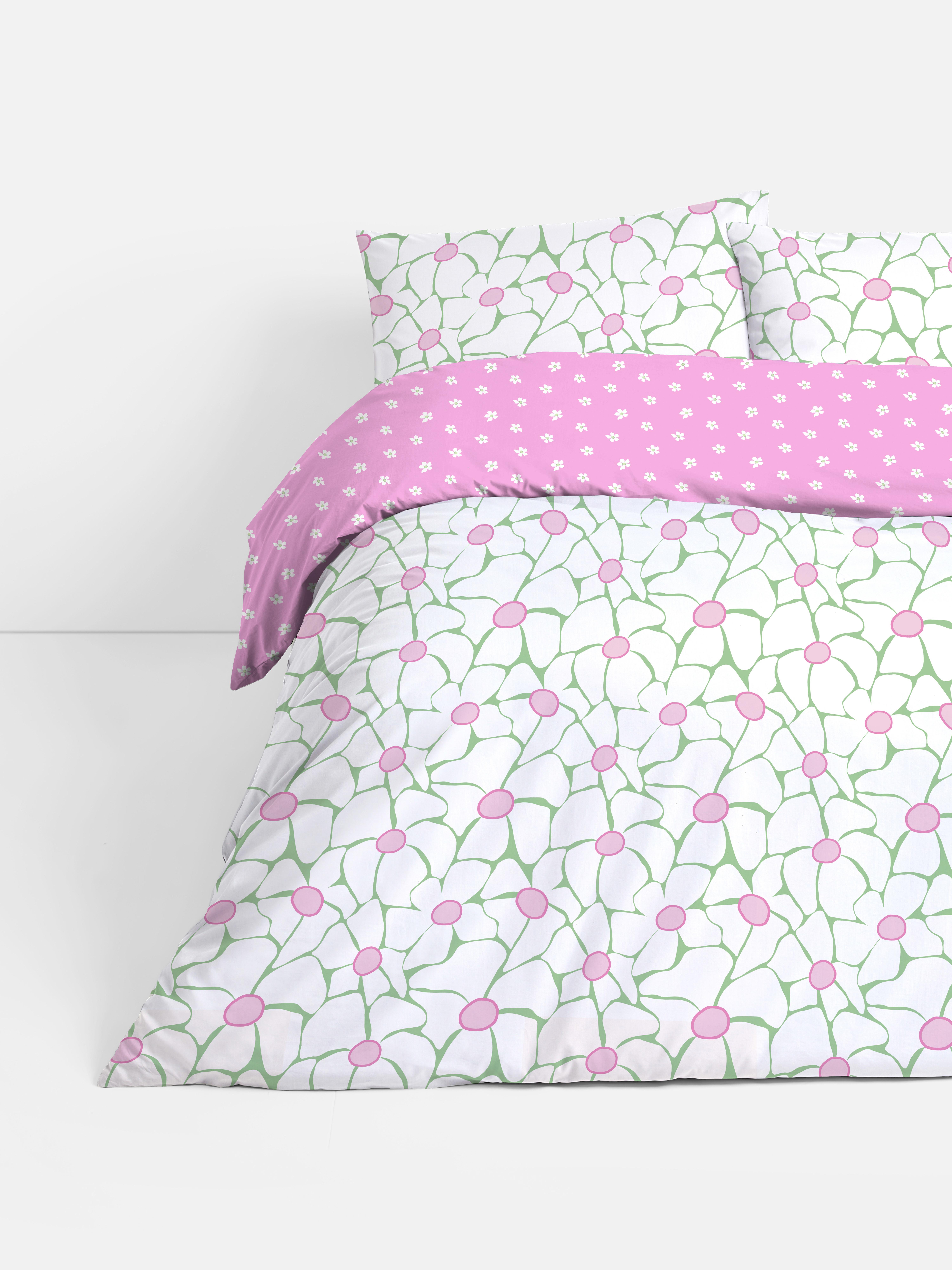 Conjunto capa edredão casal padrão floral reversível