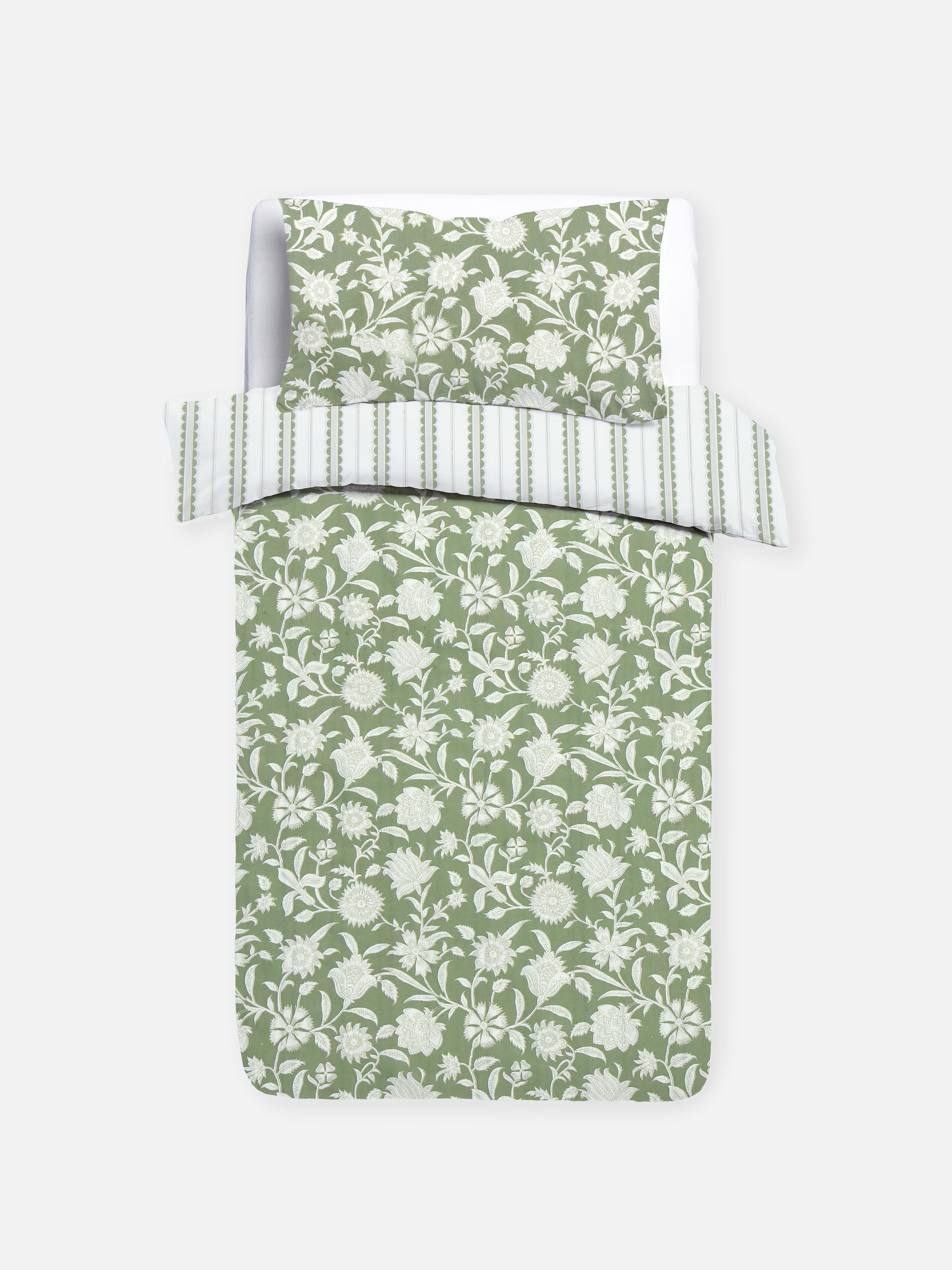 Reversible Floral Single Duvet Cover Set