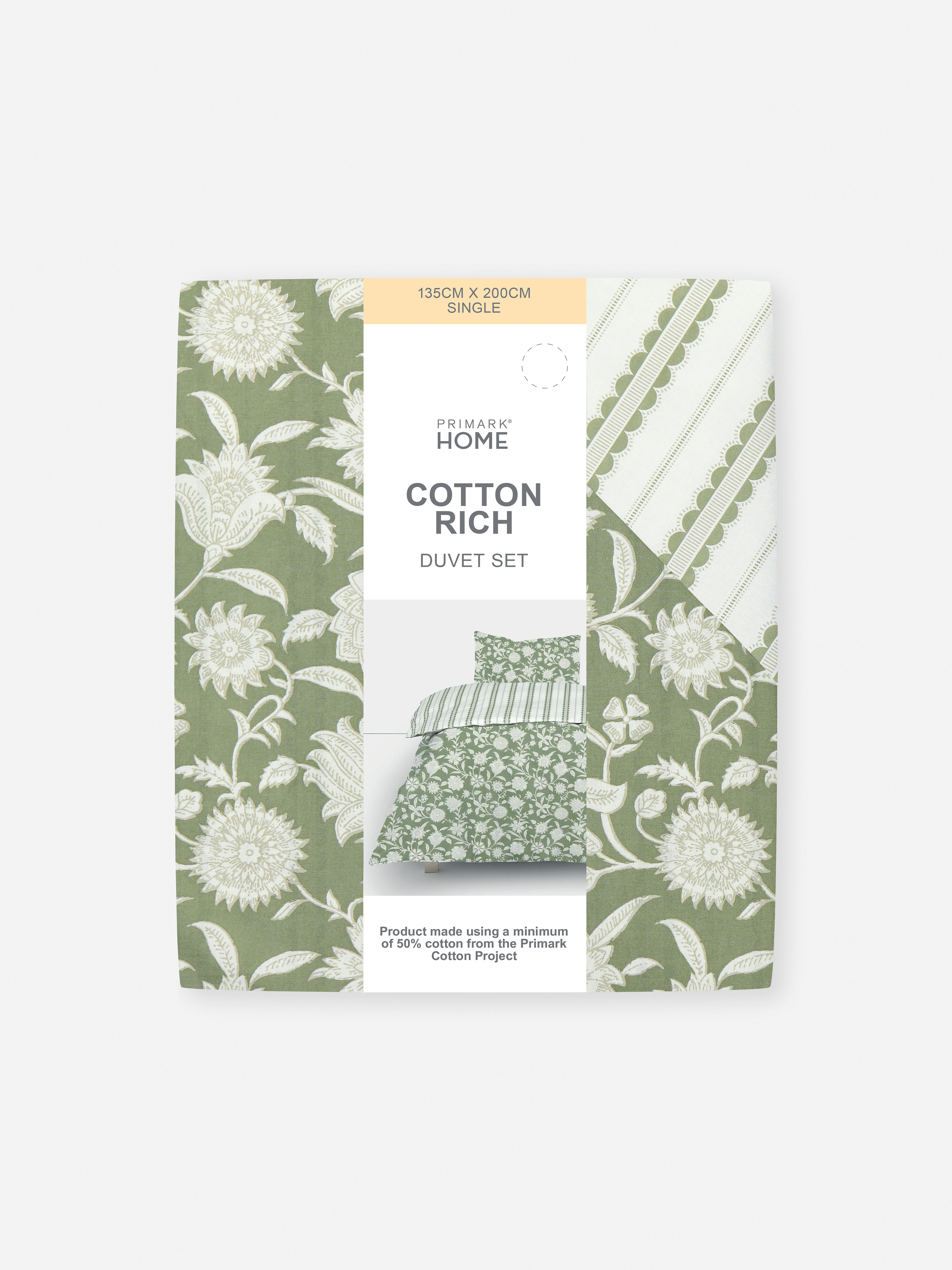 Reversible Floral Single Duvet Cover Set