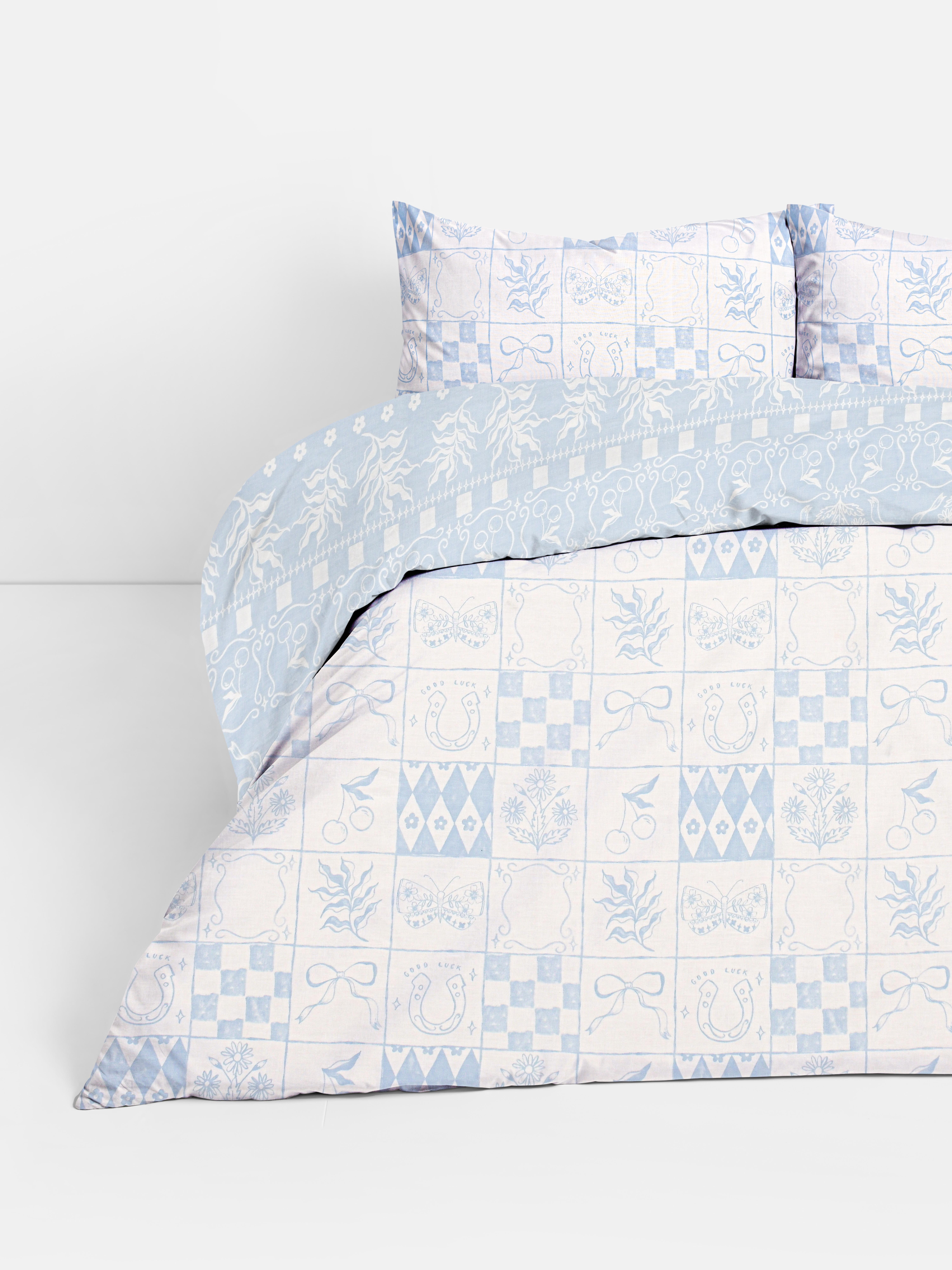 Wendebettwäsche mit Rodeo-Quadraten, Doppelbett