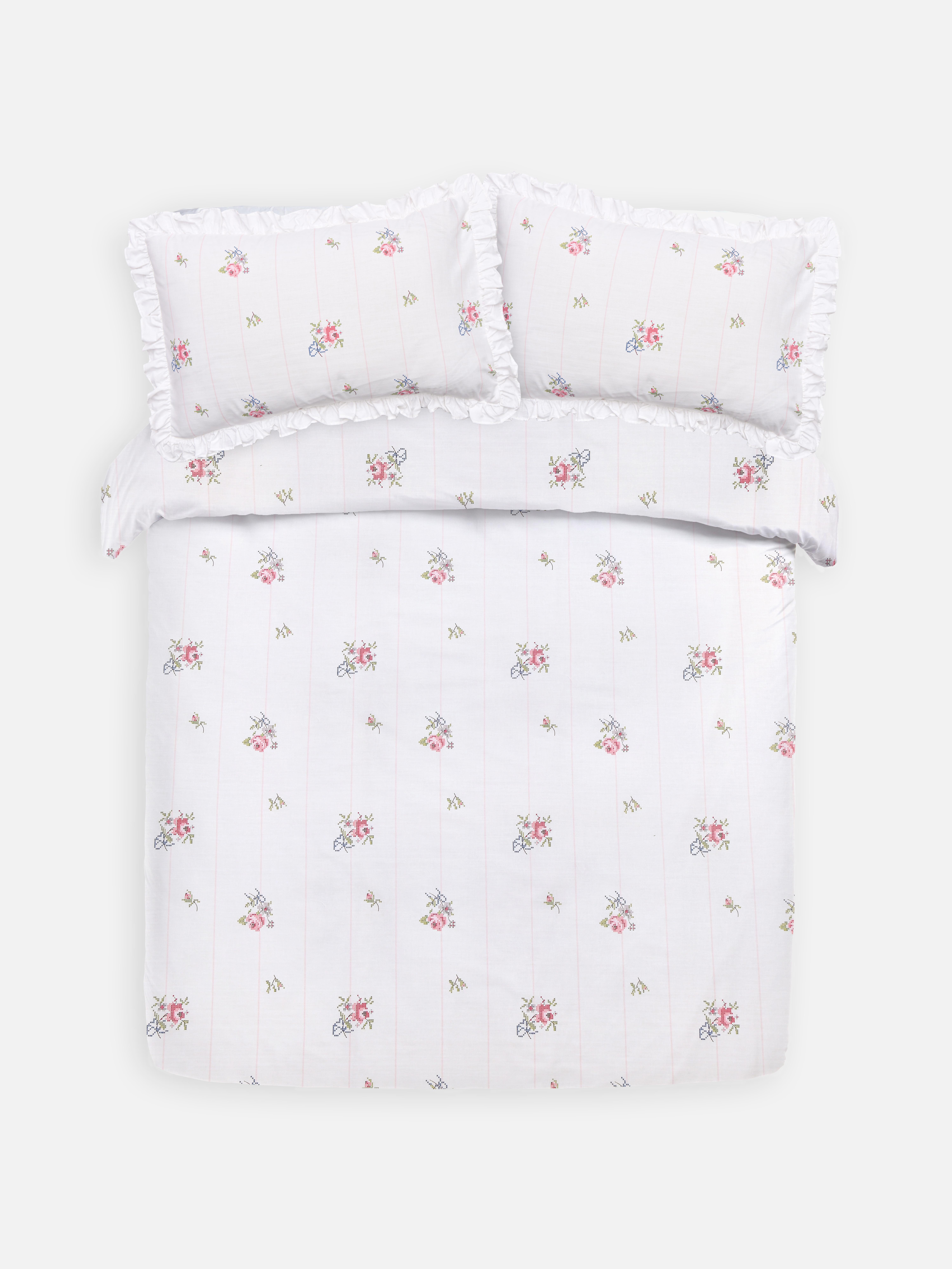 Cross Stitch Floral King Duvet Cover Set