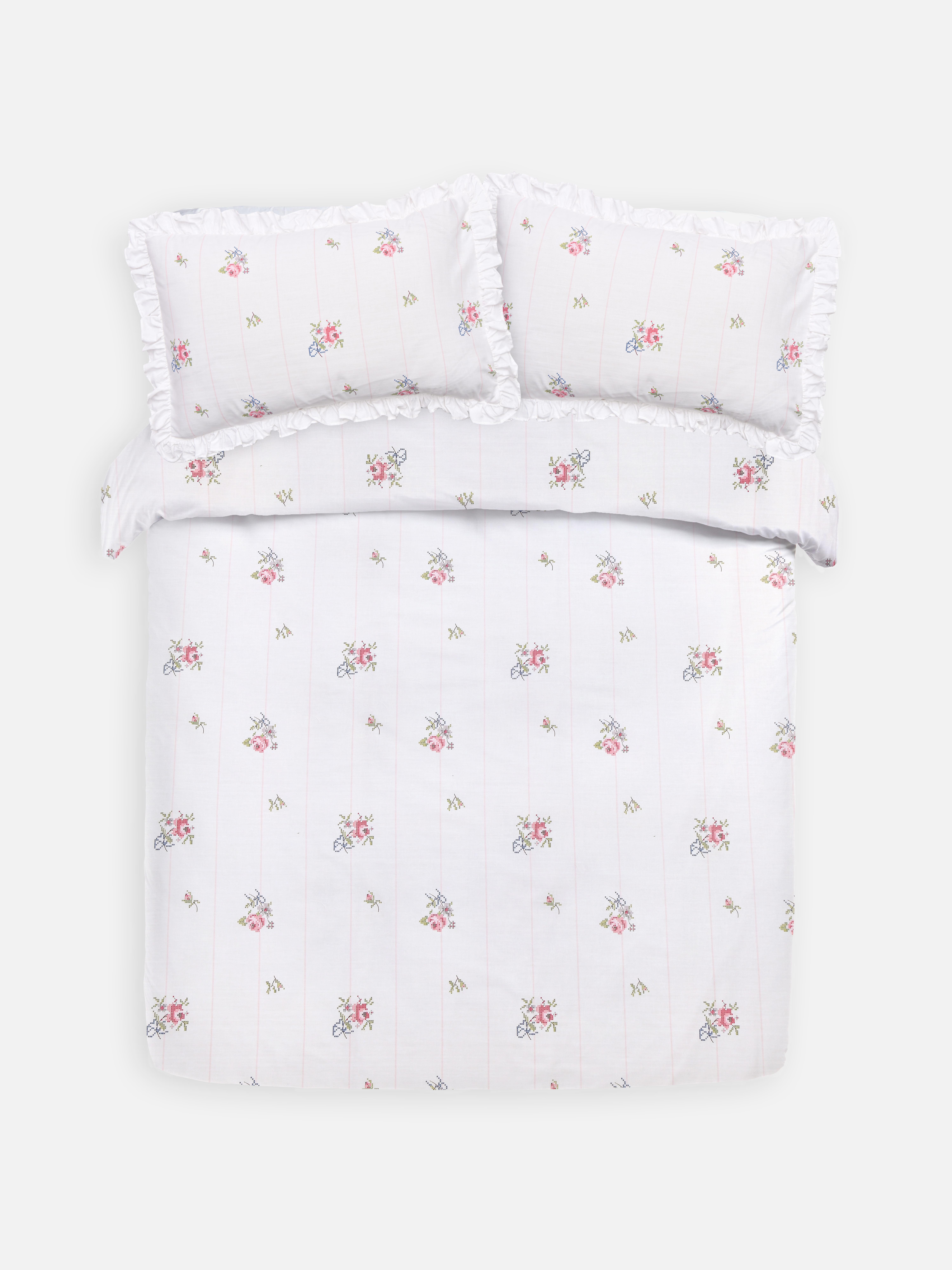 Cross Stitch Floral Super King Duvet Cover Set