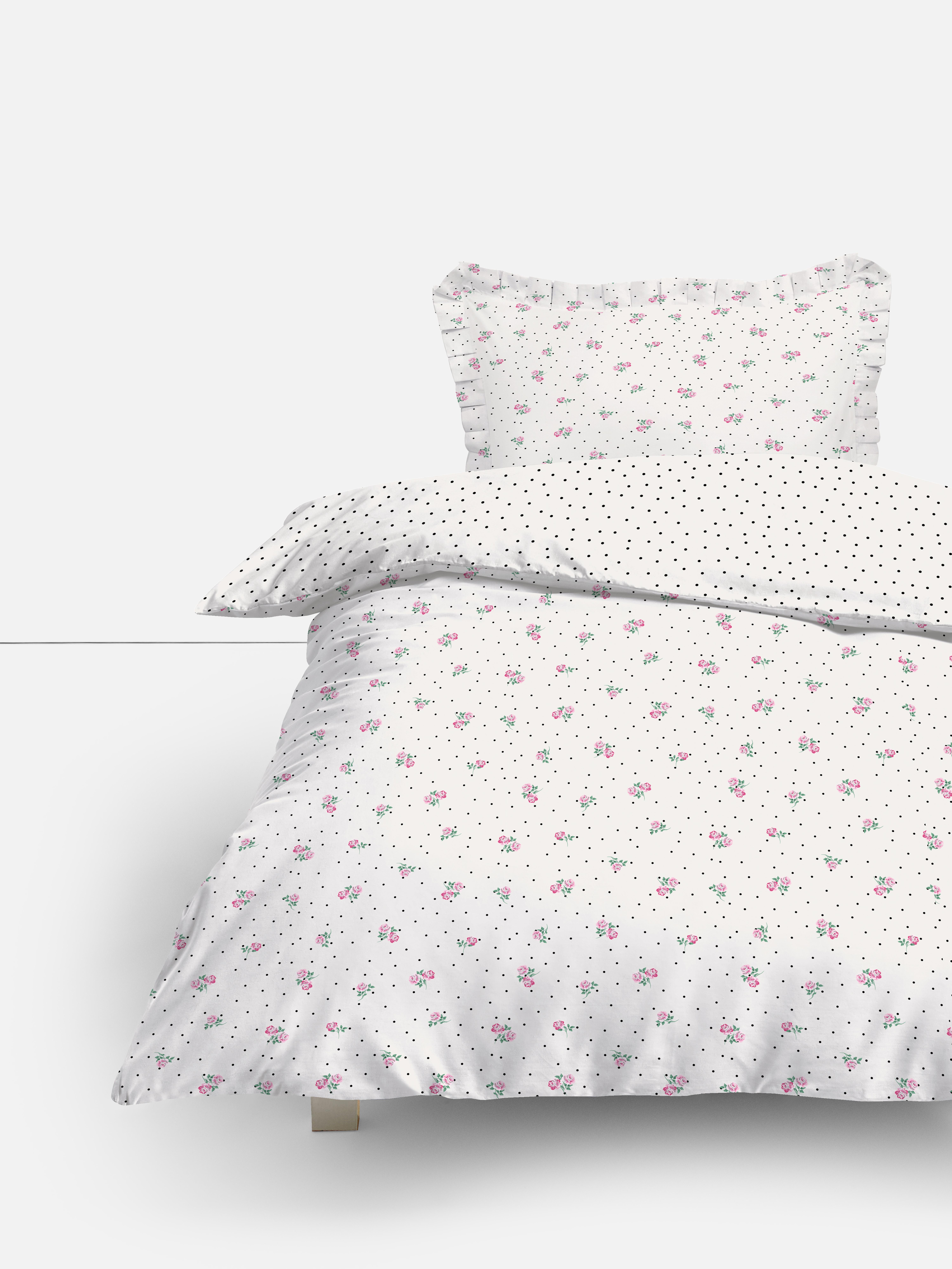 Set copripiumone singolo a fiorellini rosa