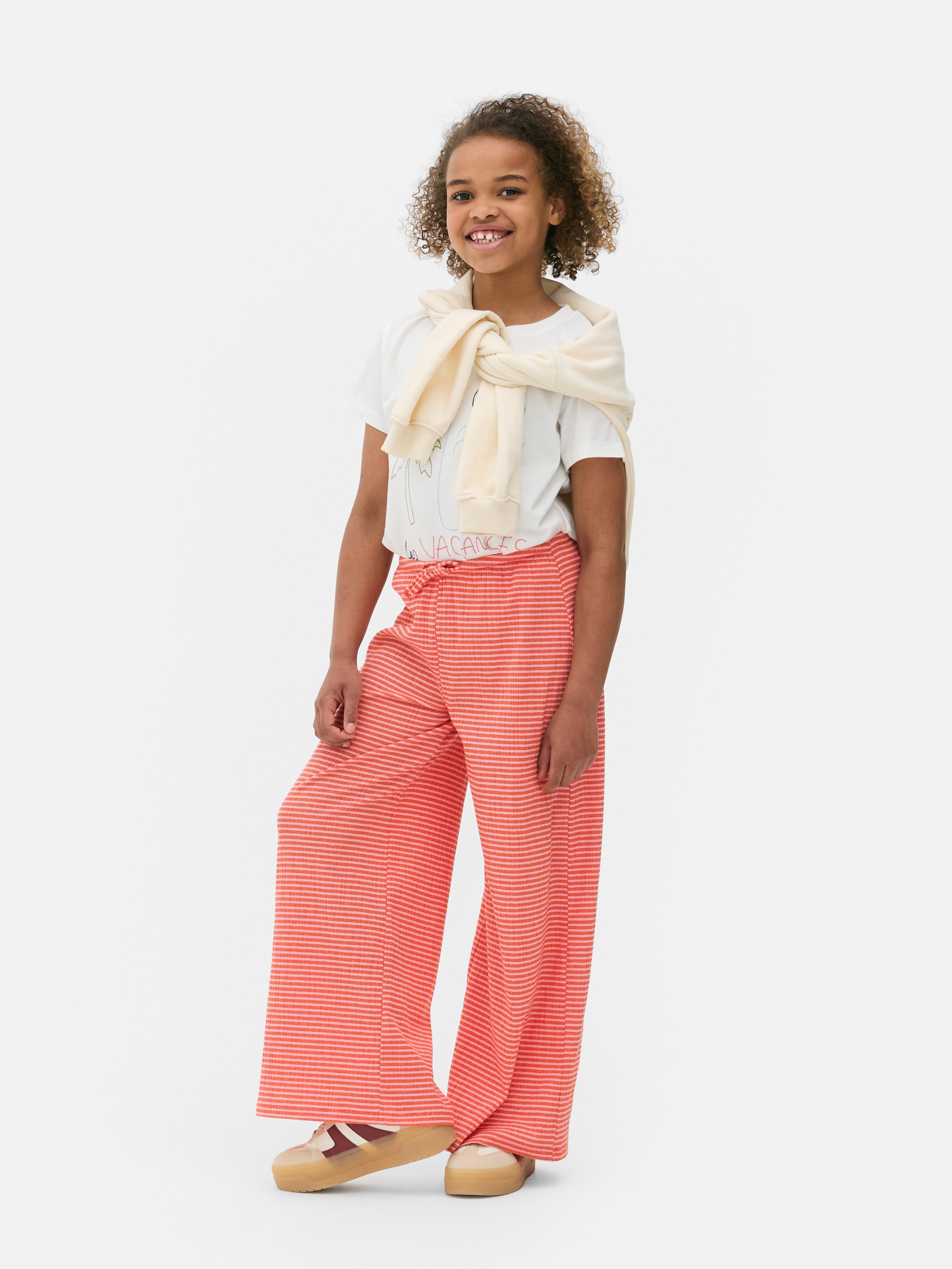 Pantalones a rayas con cordón de ajuste