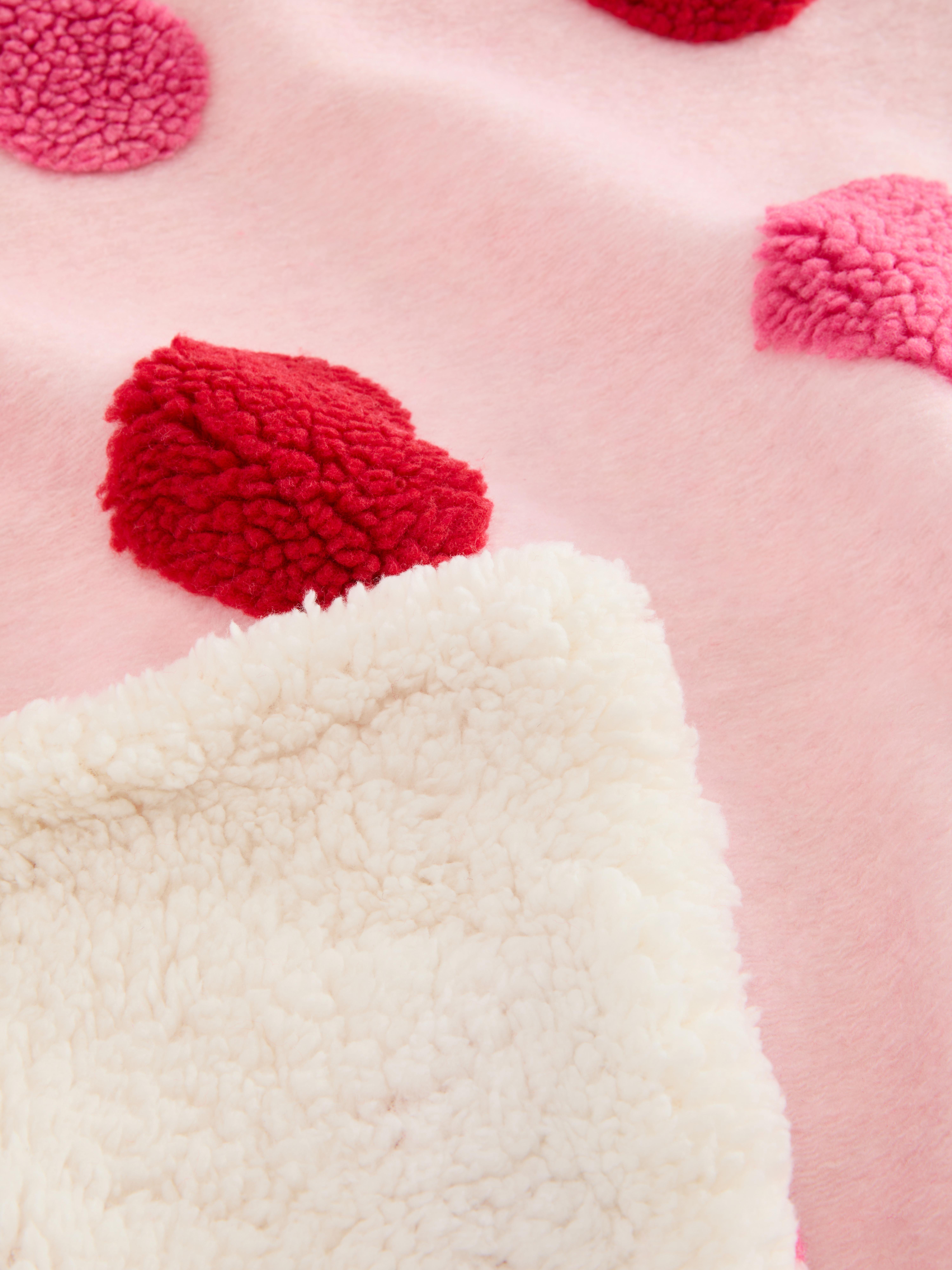 Couverture à motifs cœur en tissu bouclé