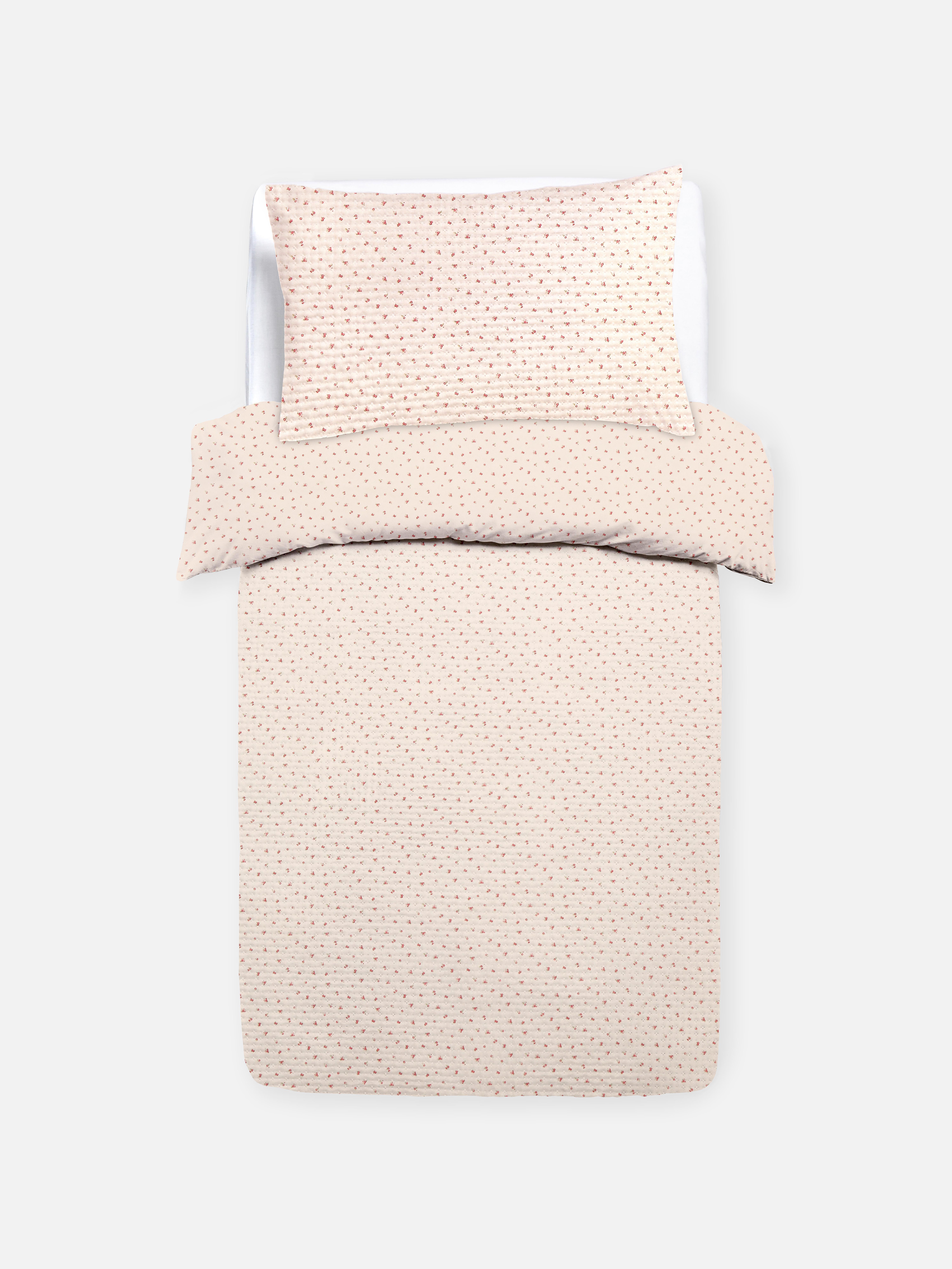 Set de funda nórdica individual con florecitas rosas