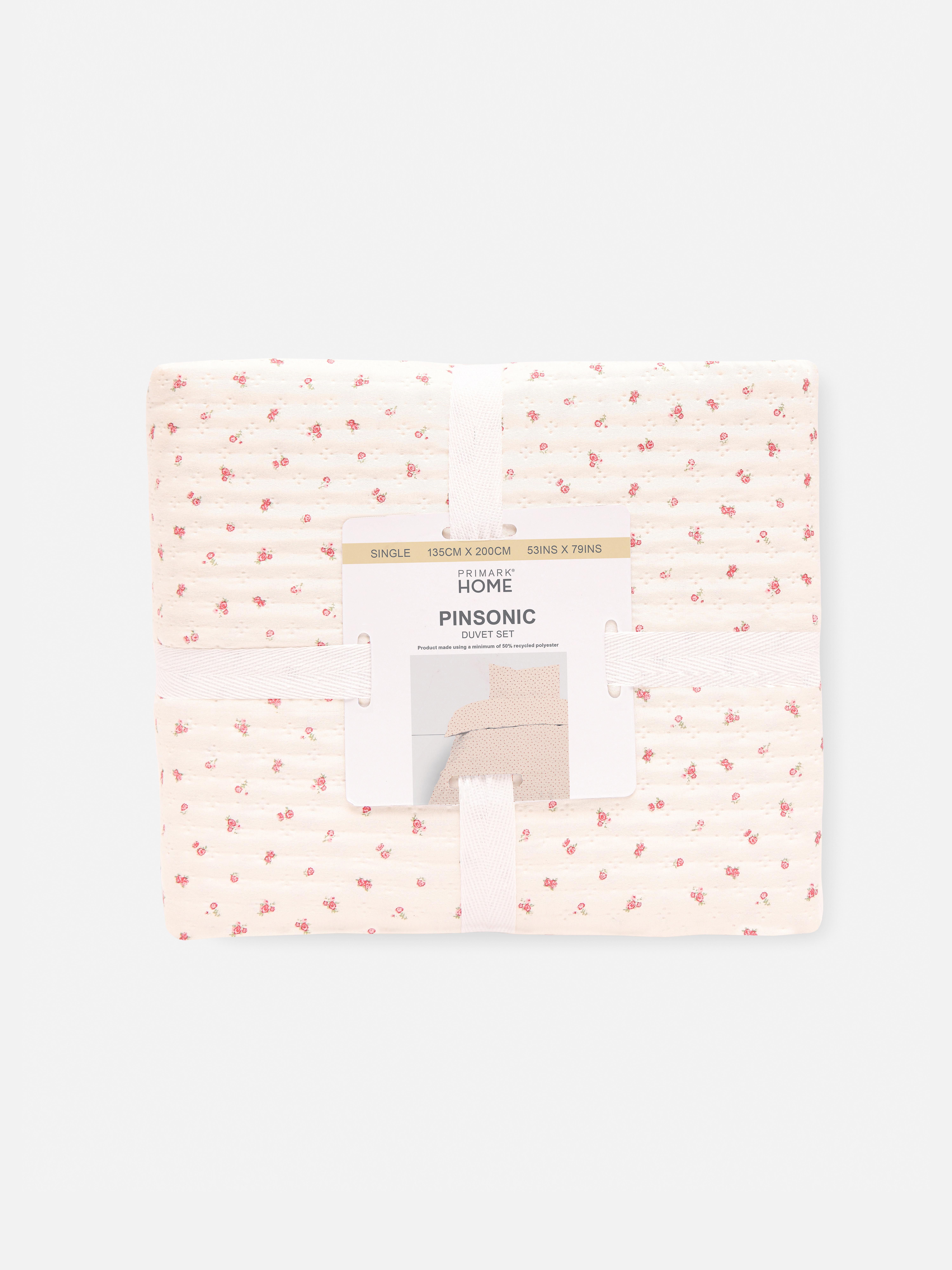 Set de funda nórdica individual con florecitas rosas