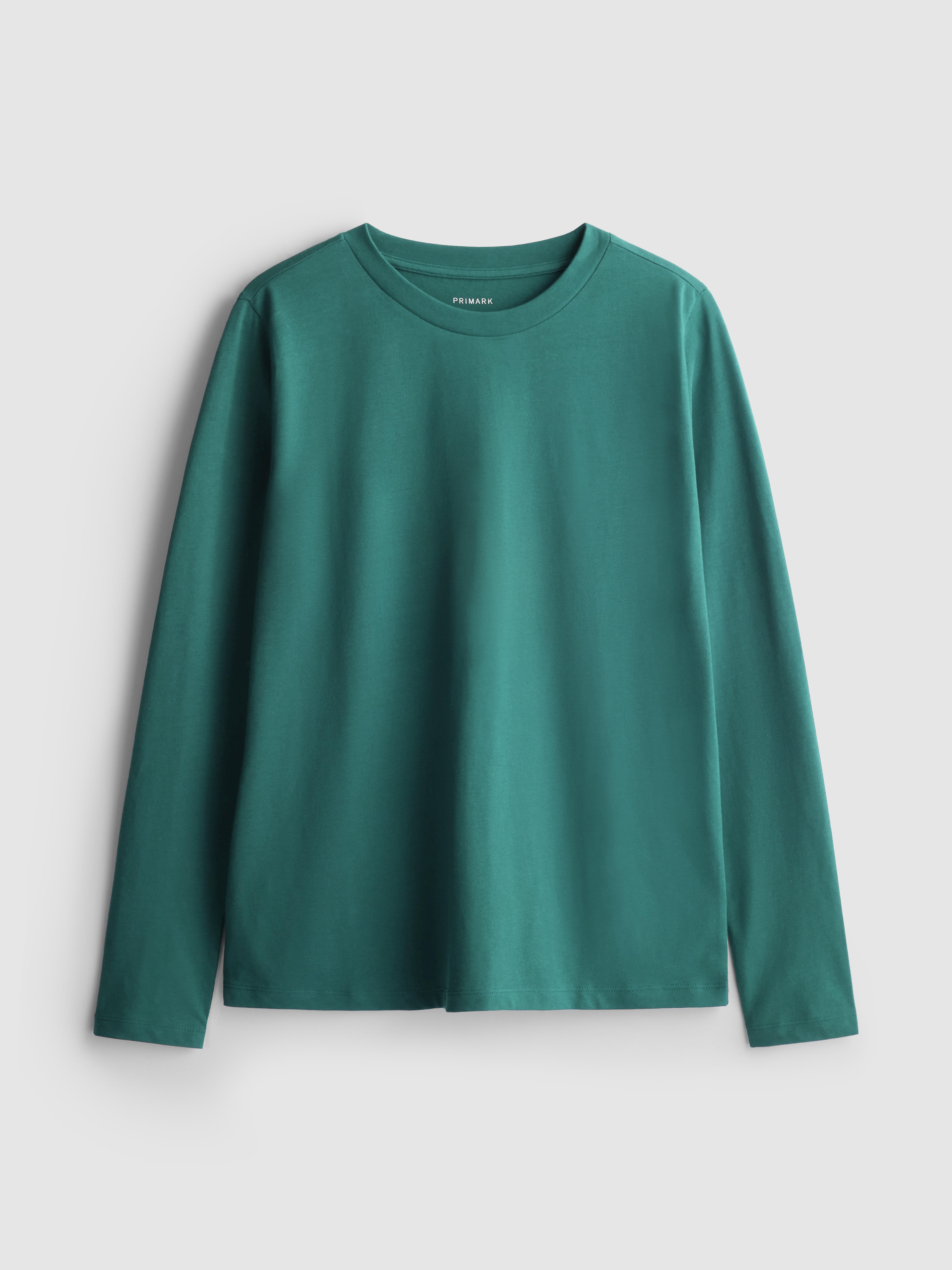 Camiseta de algodón básica con cuello redondo