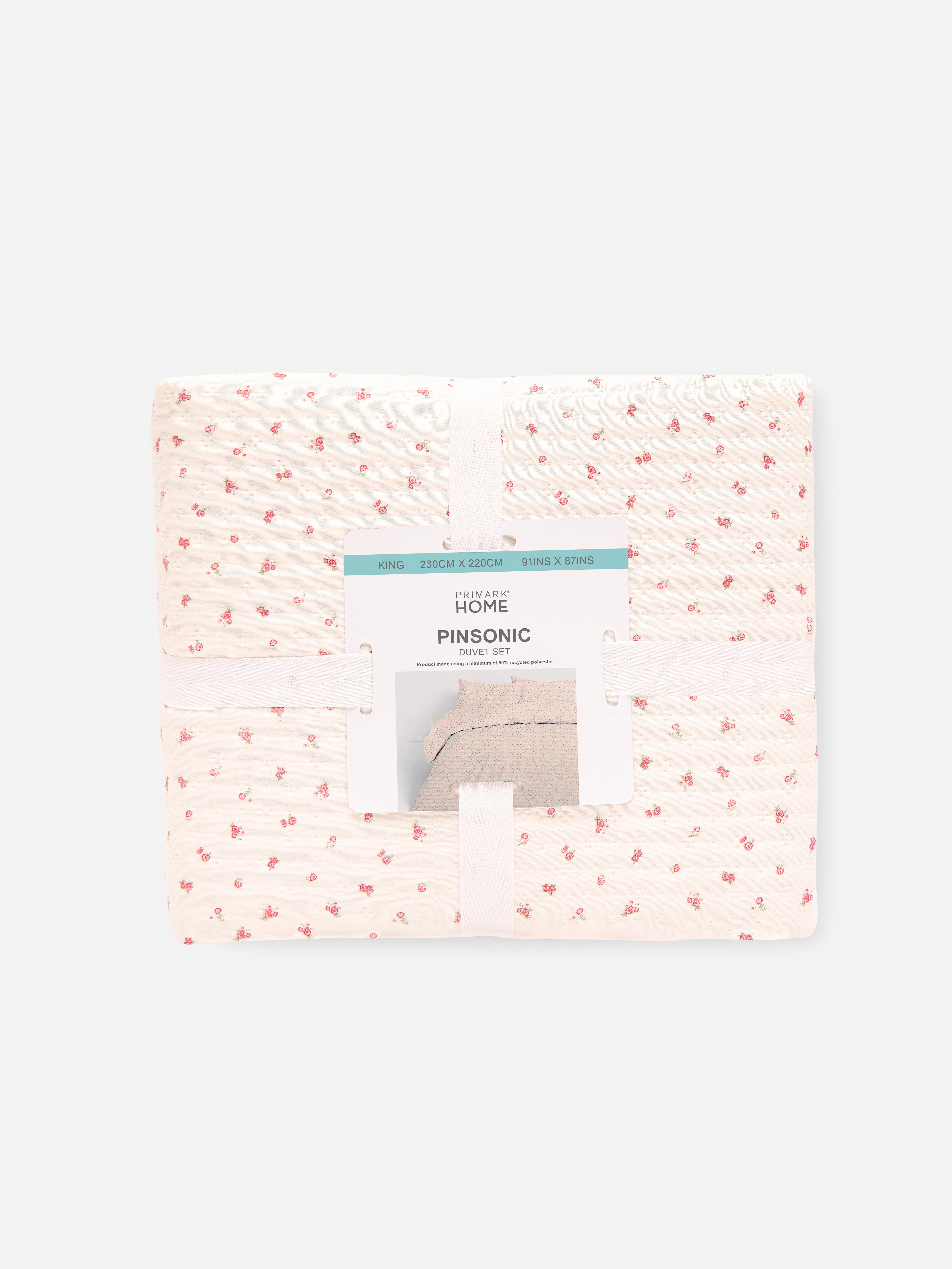 Set de funda nórdica king size con florecitas rosas