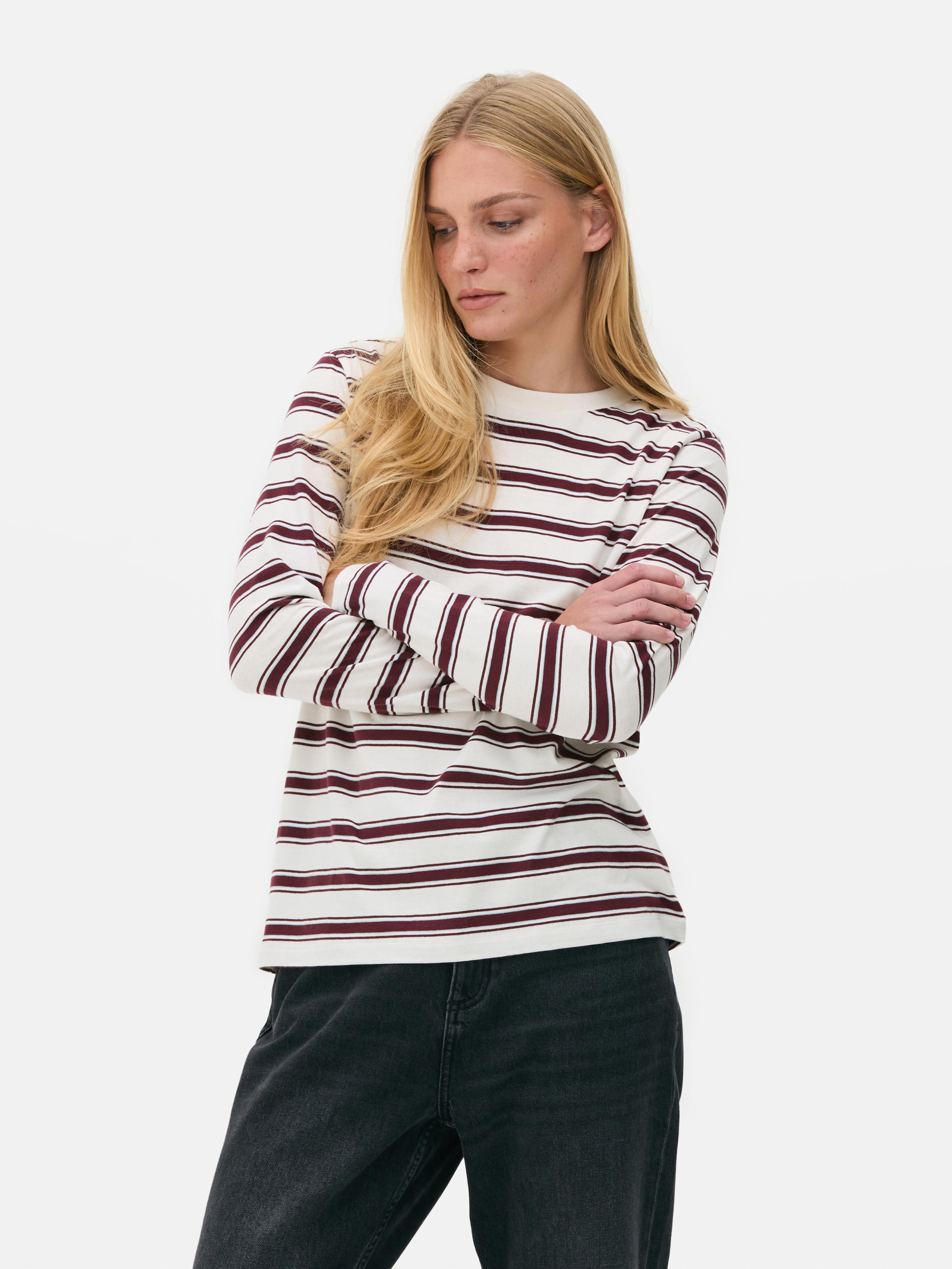 Striped Cotton Long Sleeve Top
