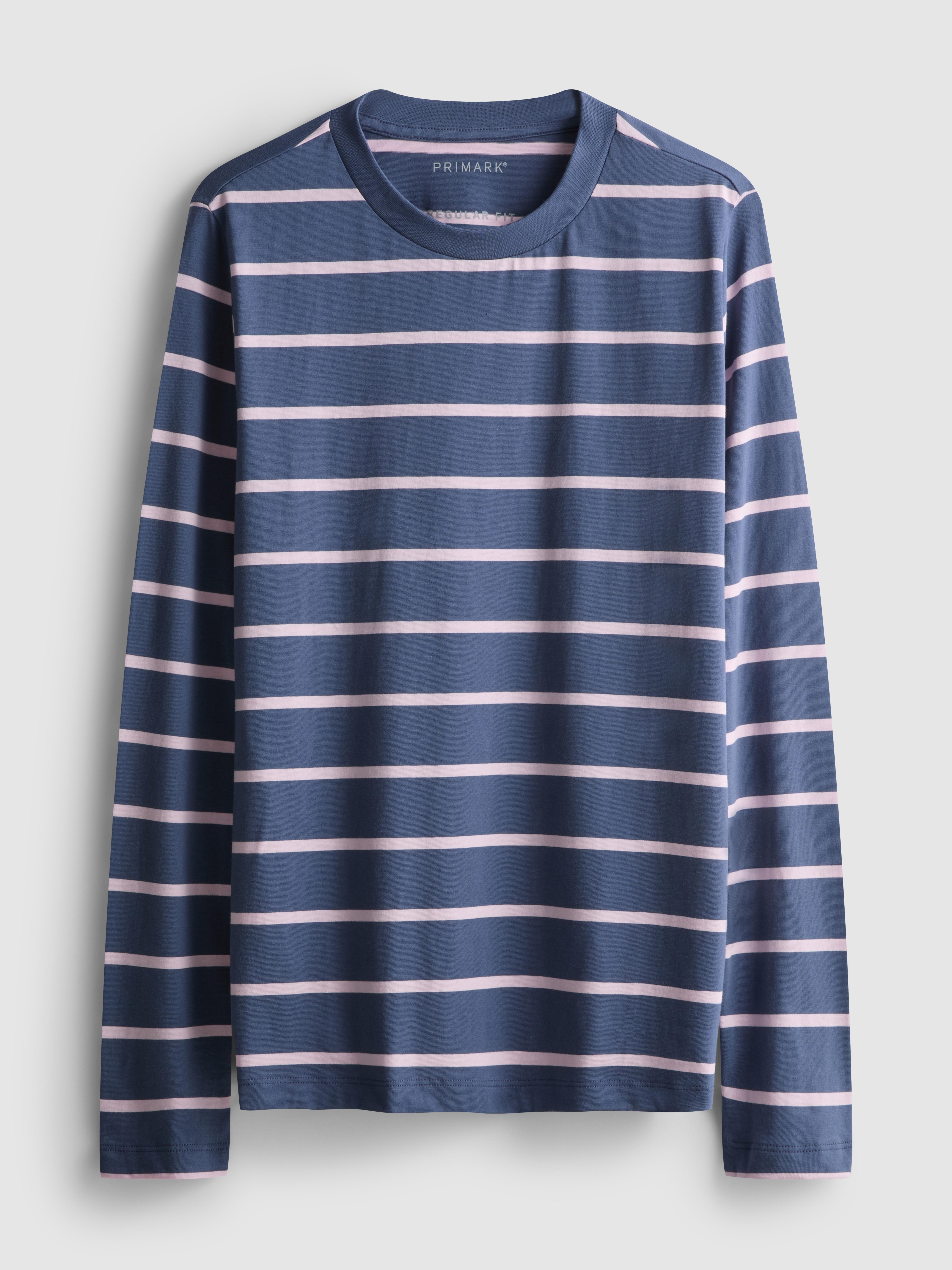 Women's Pink Striped Cotton Long Sleeve Top