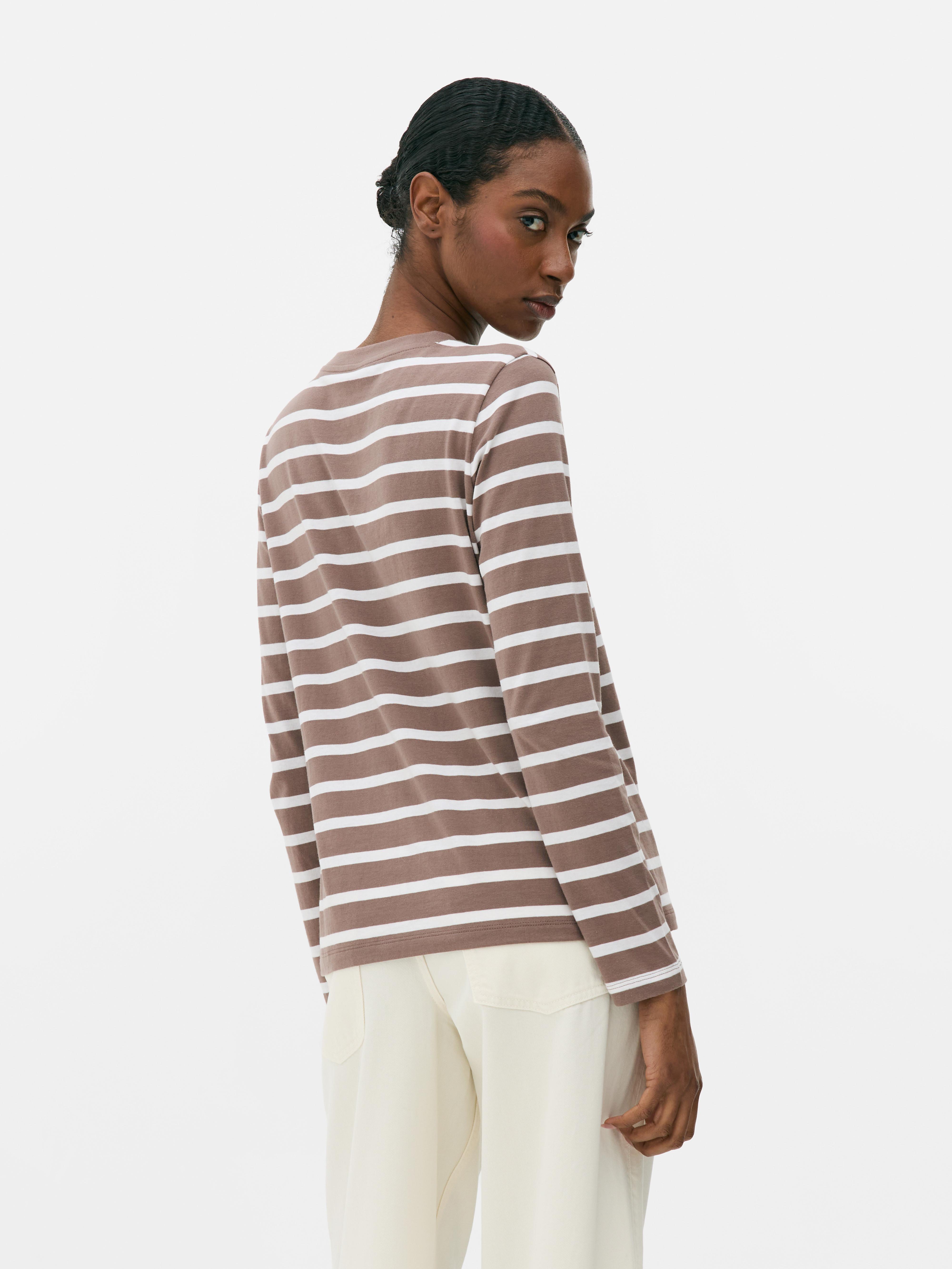 Striped Cotton Long Sleeve Top