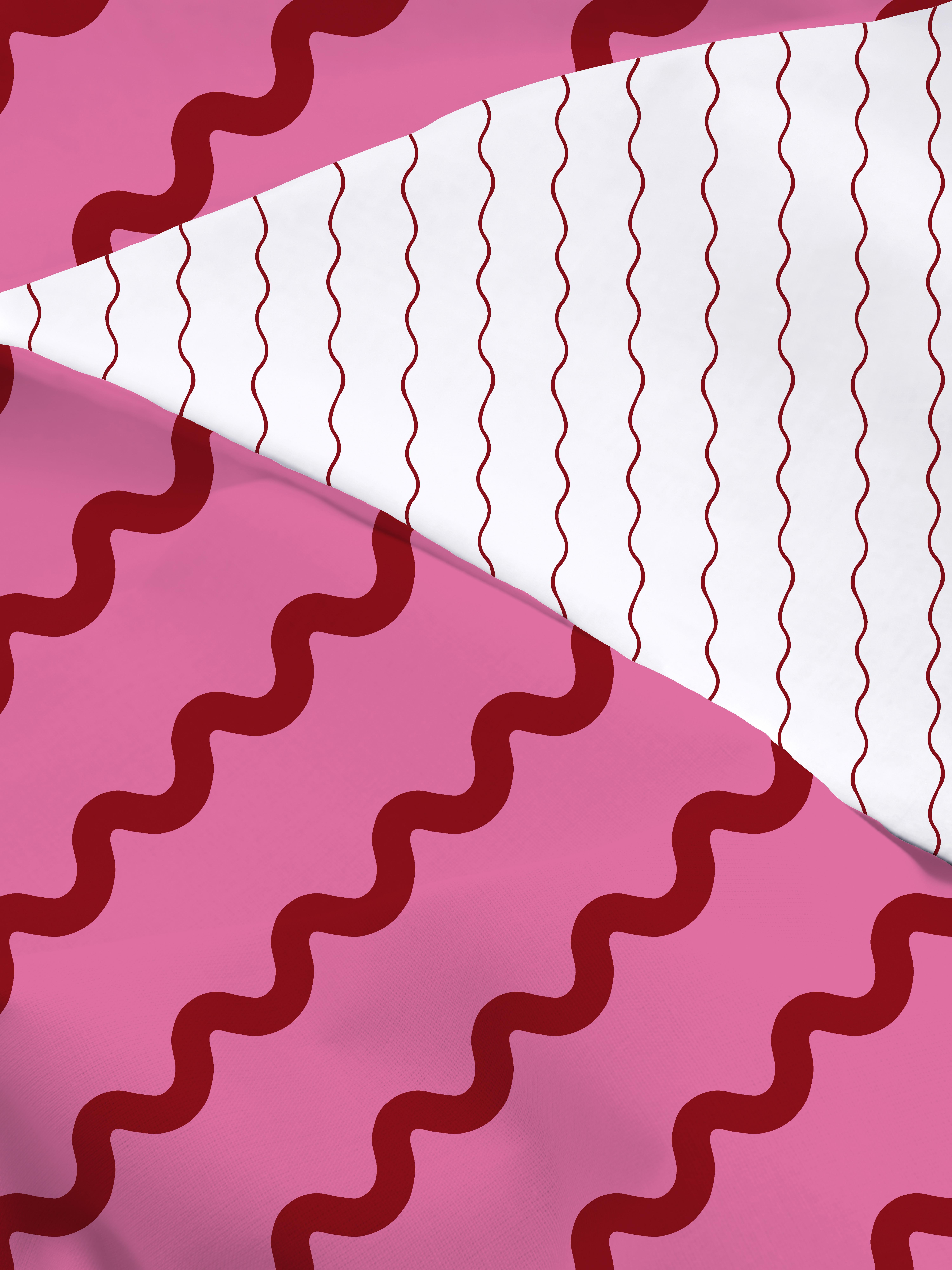 Reversible Squiggle Stripe Single Duvet Cover Set