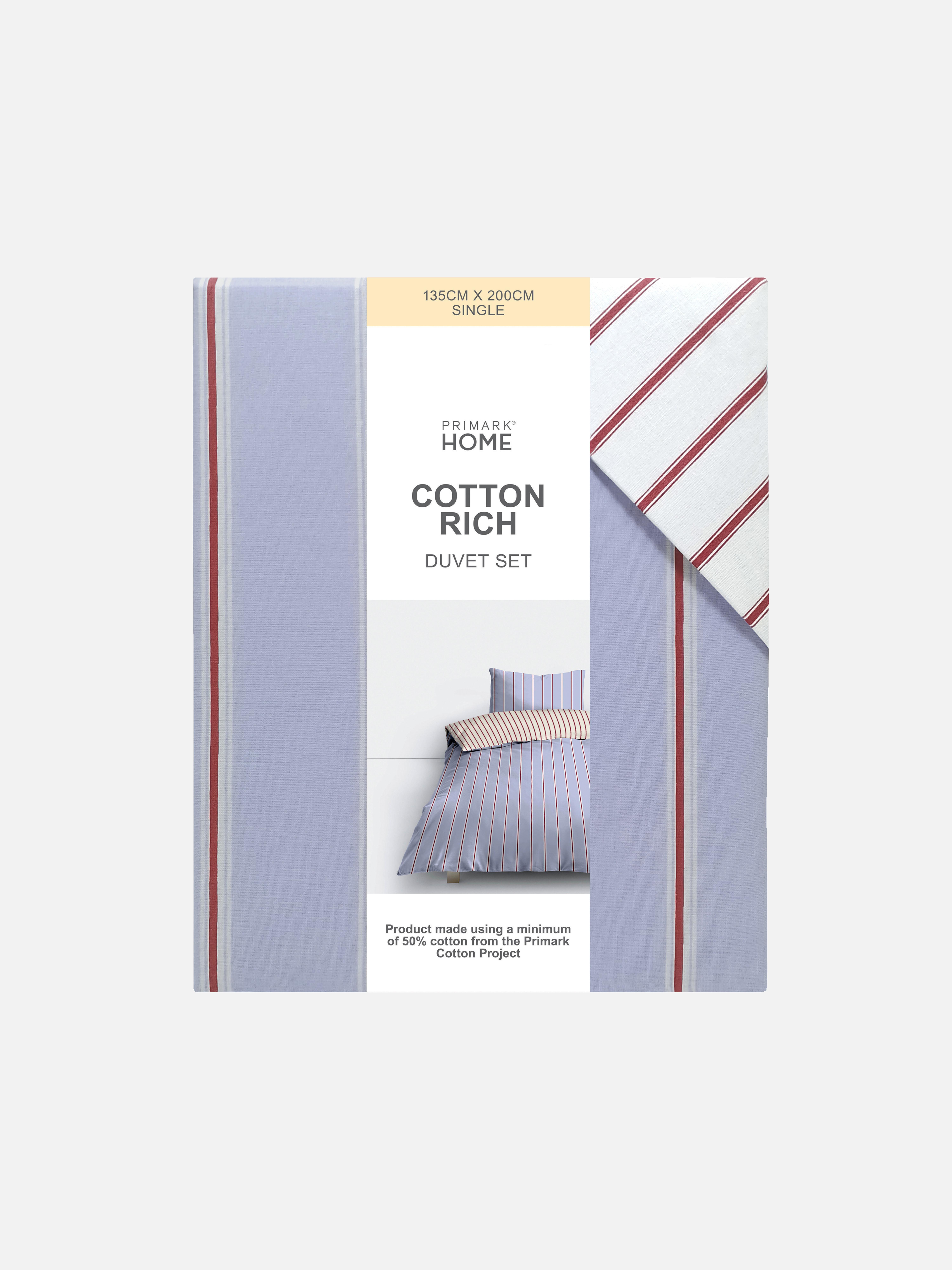 Reversible Collegiate Stripe Single Duvet Cover Set