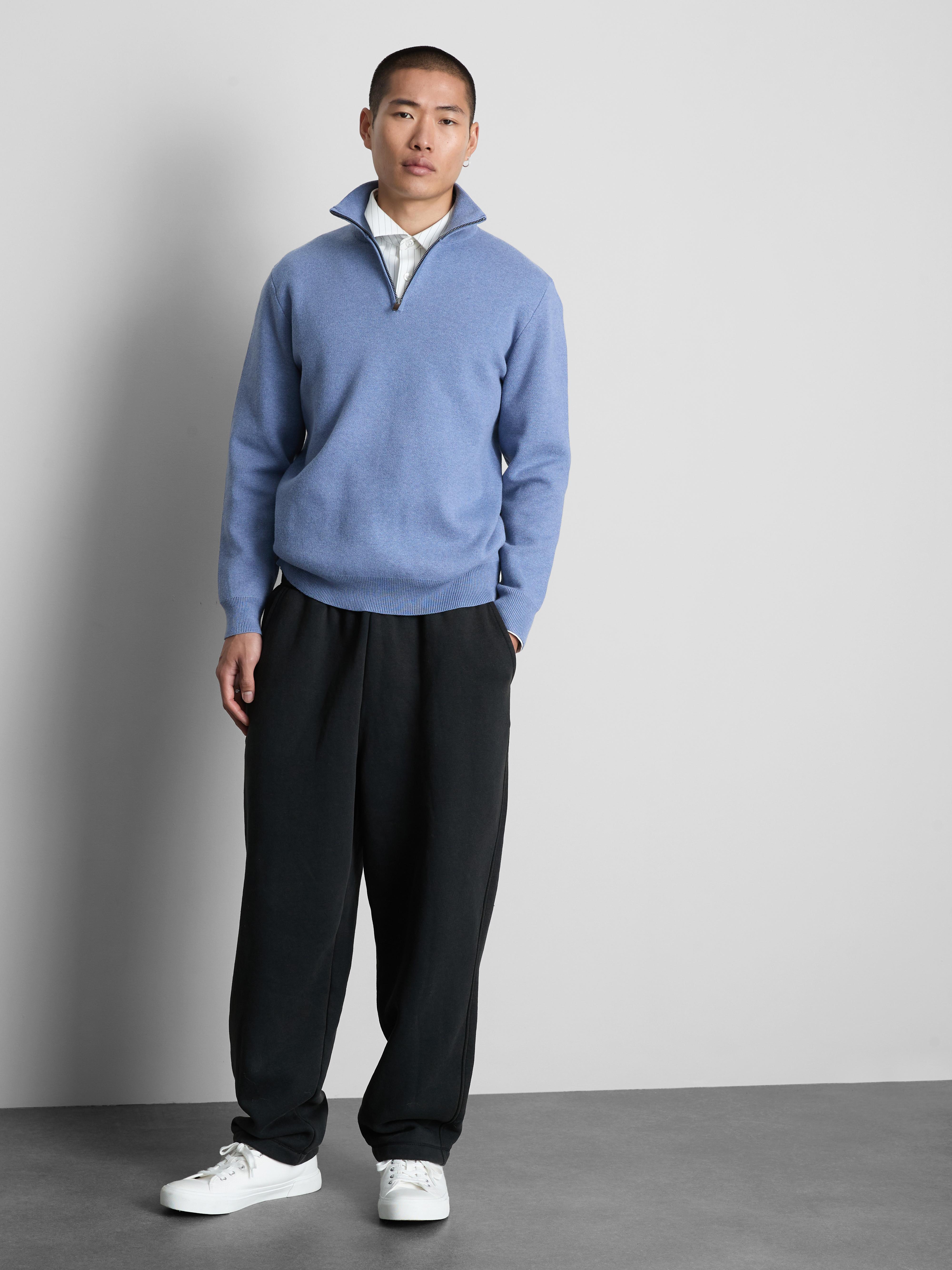 Trui met halve rits en opstaande kraag