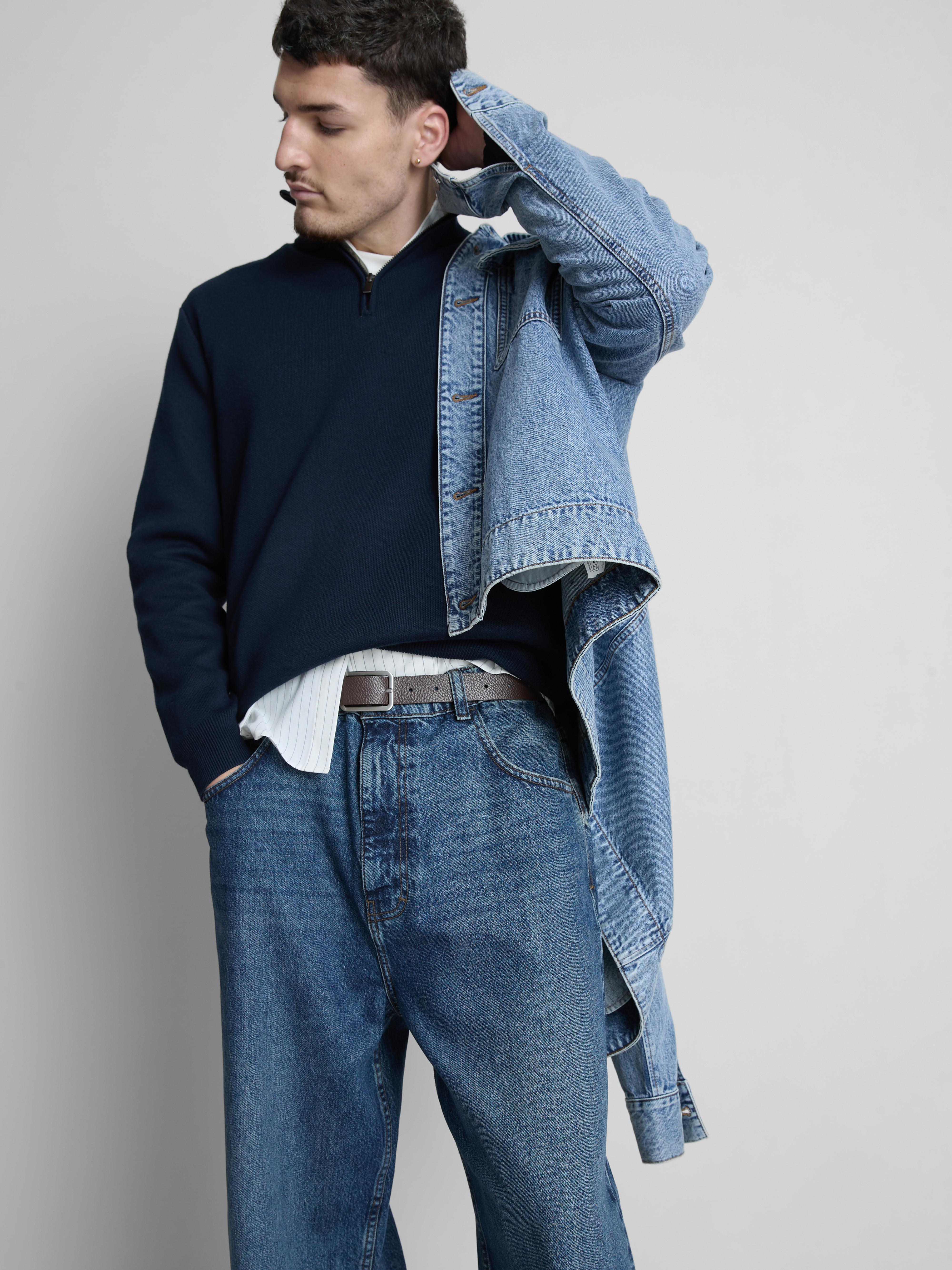 Jersey con cuello chimenea y media cremallera