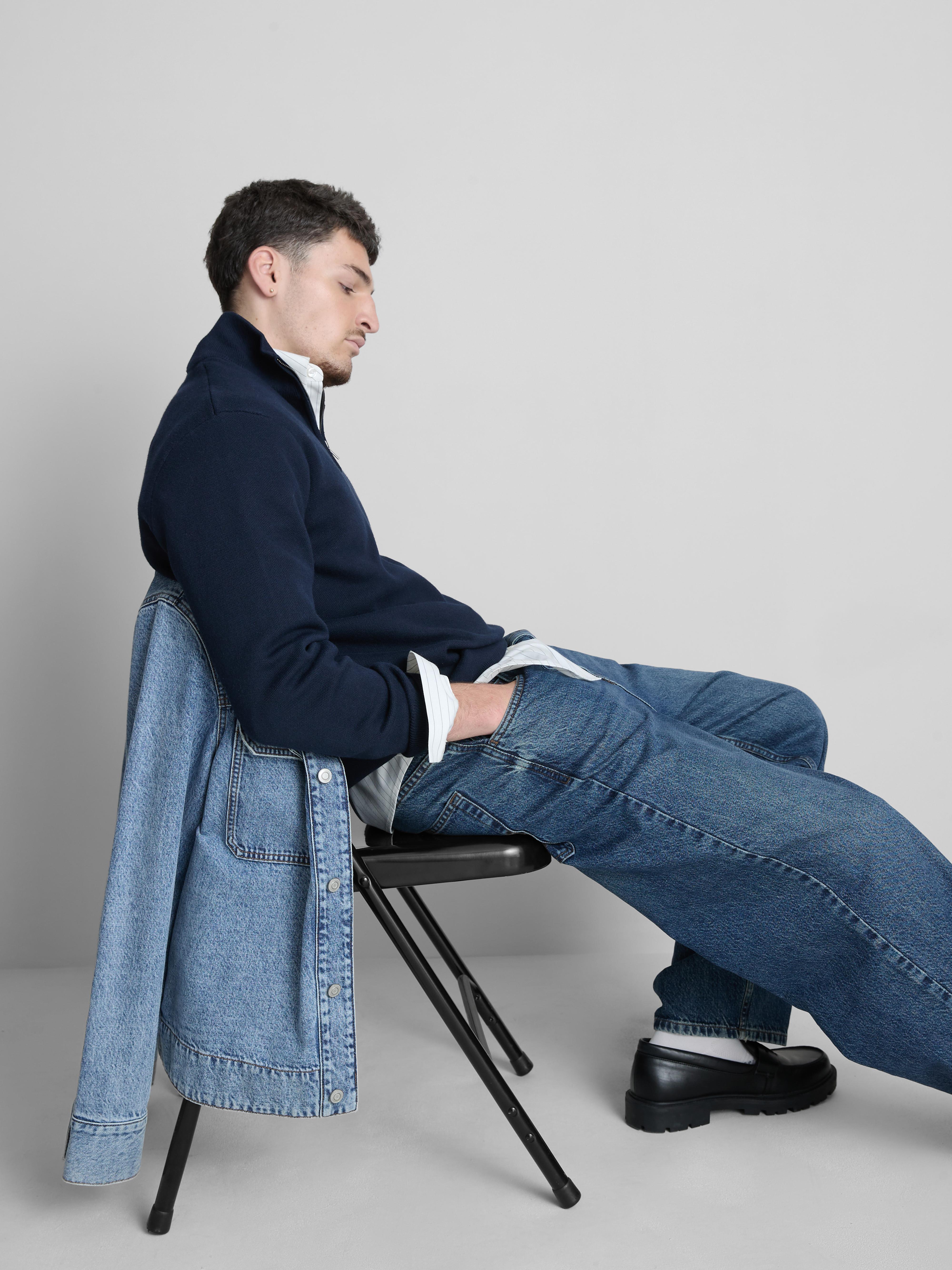 Jersey con cuello chimenea y media cremallera