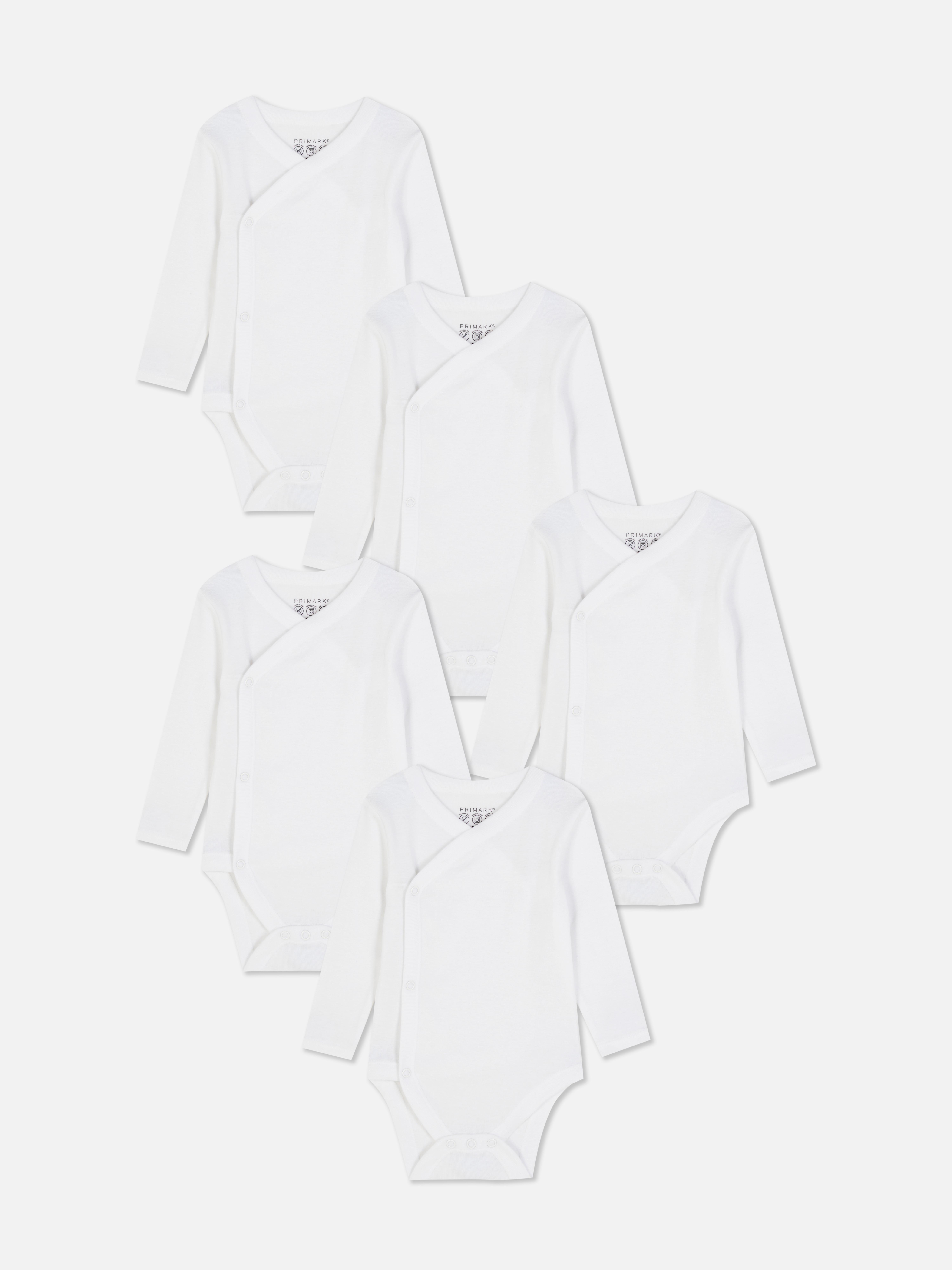 0-24mths | 5pk Long Sleeve Wrap Bodysuits