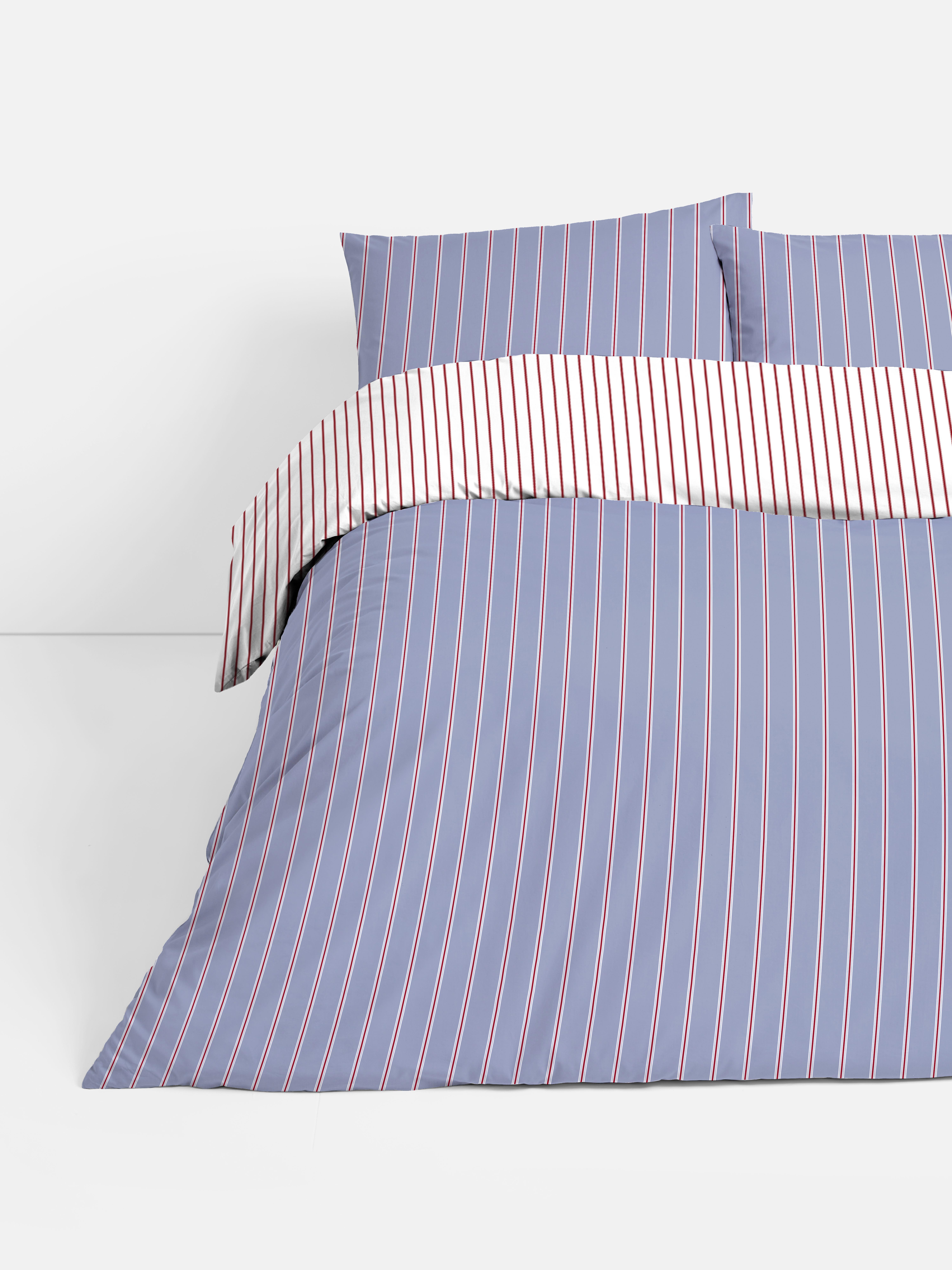 Wendbares Bettwäscheset mit Collegestreifen, Kingsize