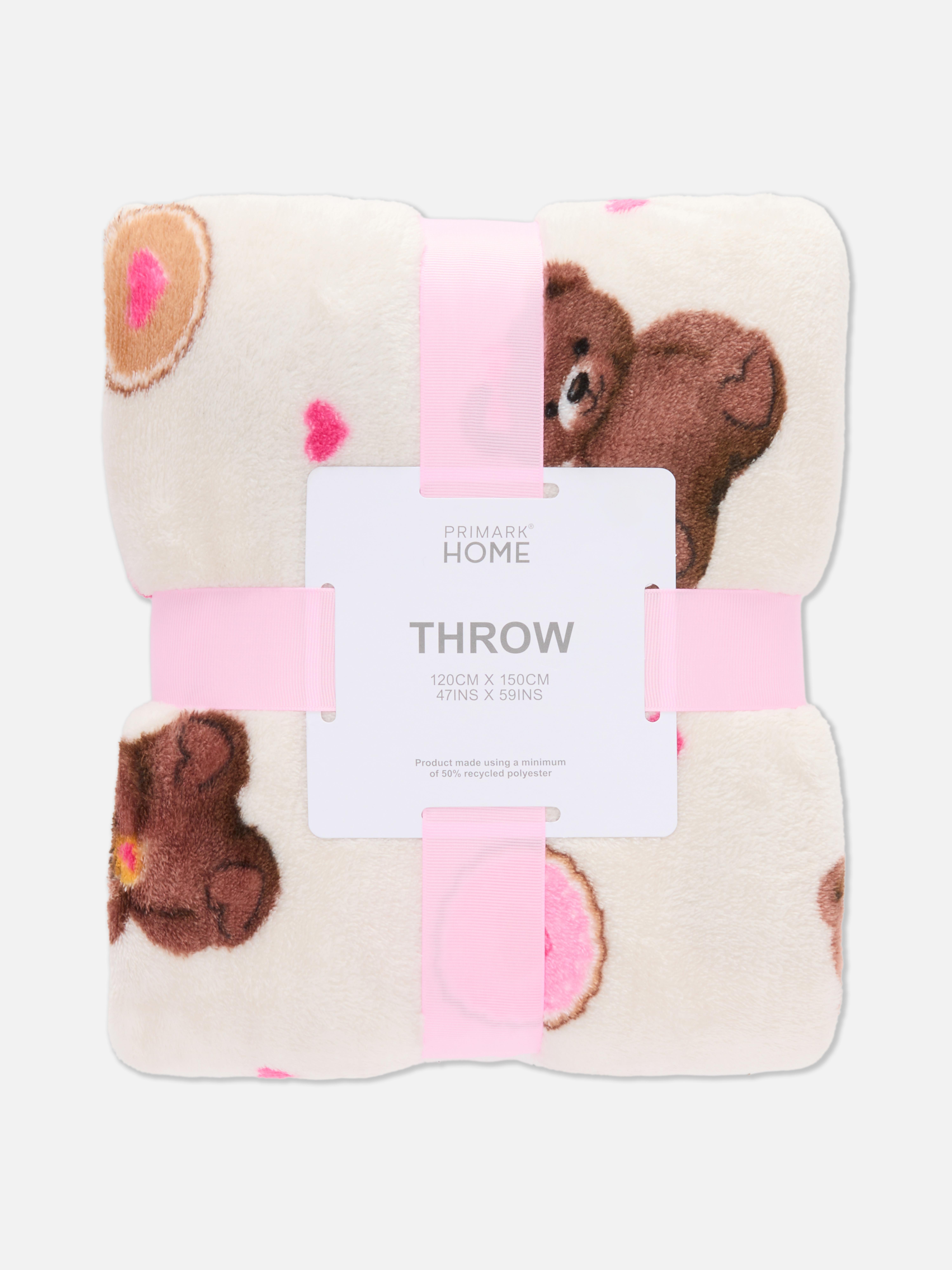 Couverture ultra-douce à motif ours en peluche