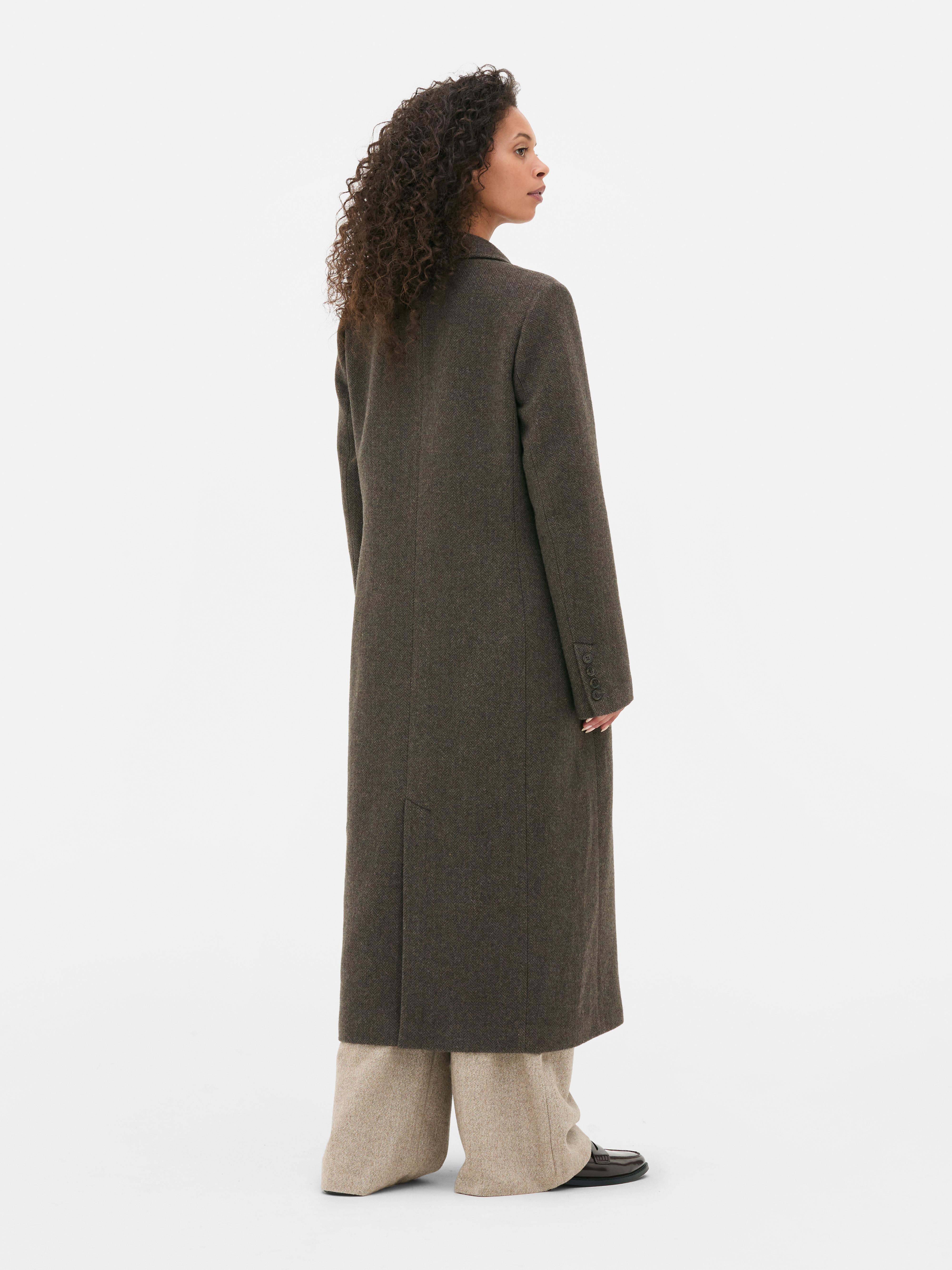 The Edit Double Breasted Herringbone Coat