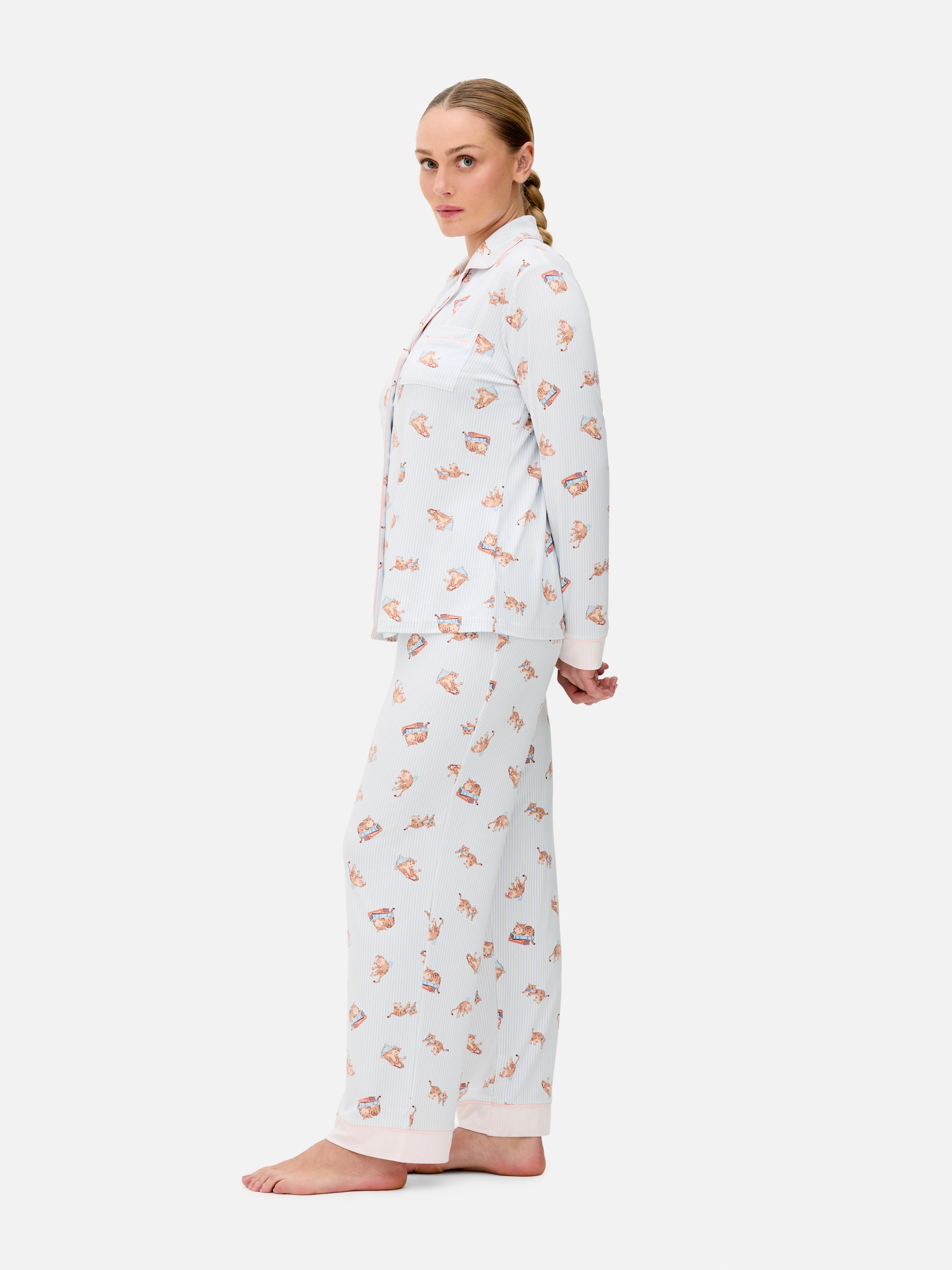Behaaglijke boyfriend-pyjama met print