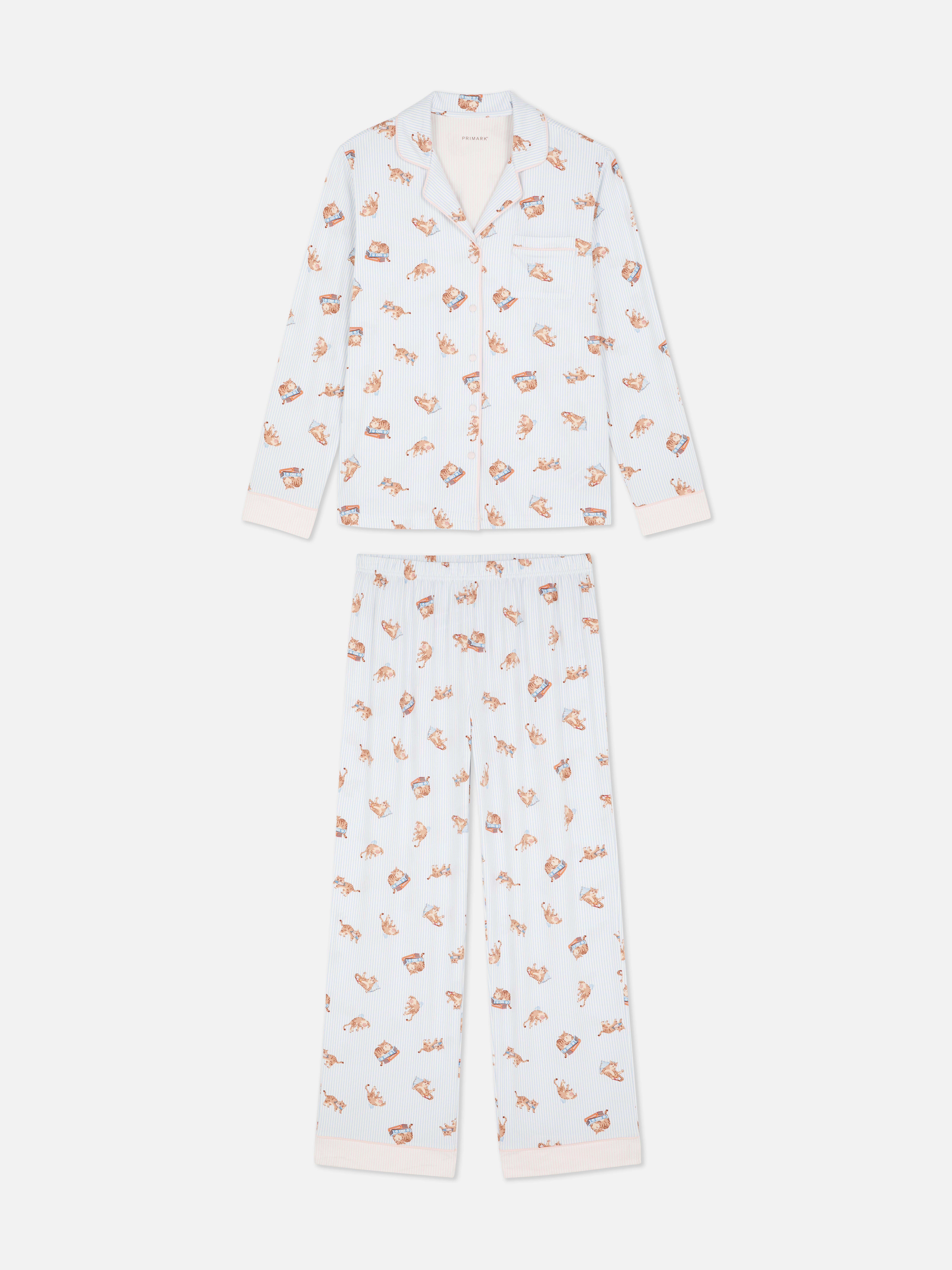 Behaaglijke boyfriend-pyjama met print