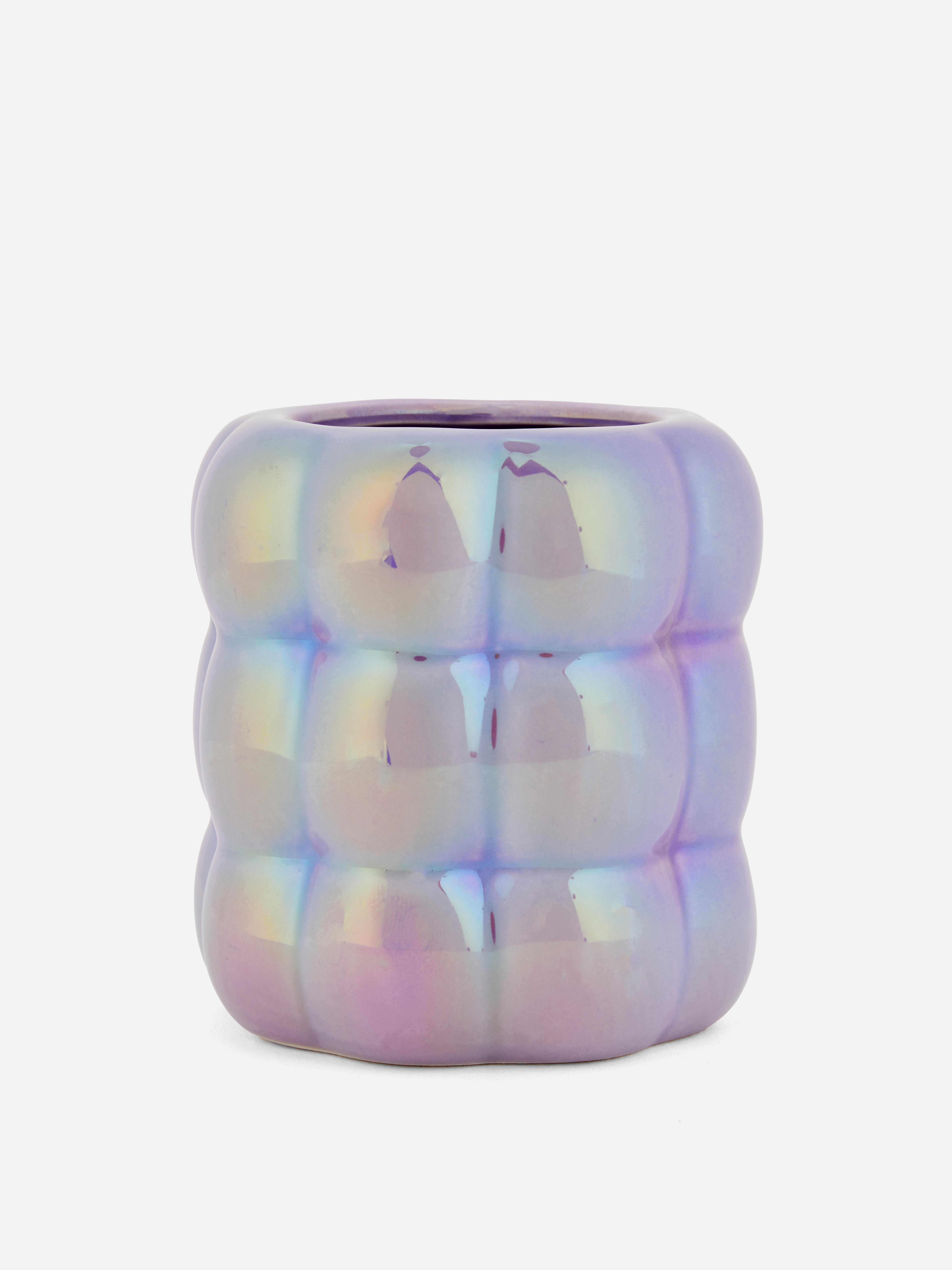 Vaso iridiscente para el baño con diseño de burbujas
