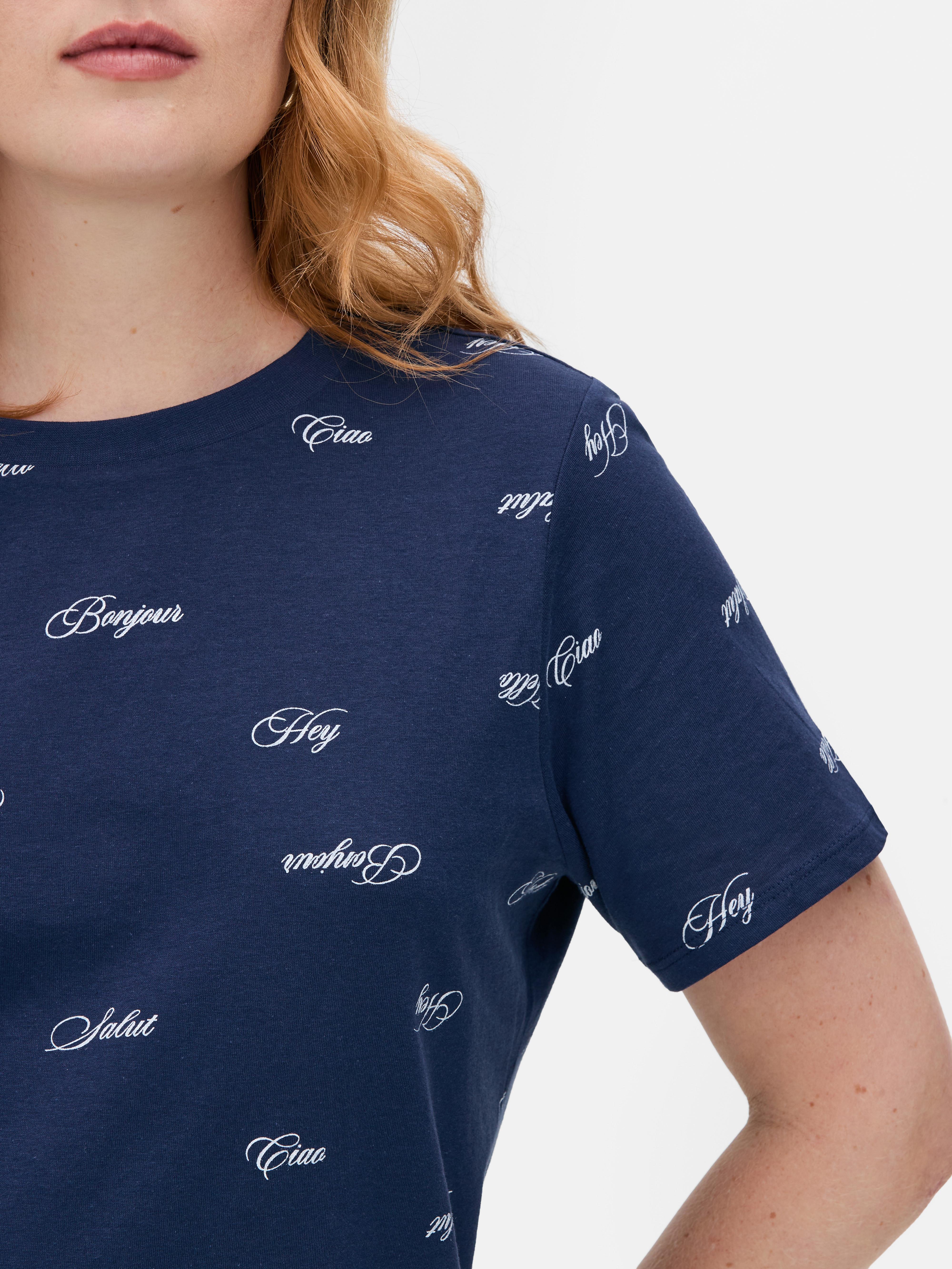 Maglietta in cotone con stampa all-over