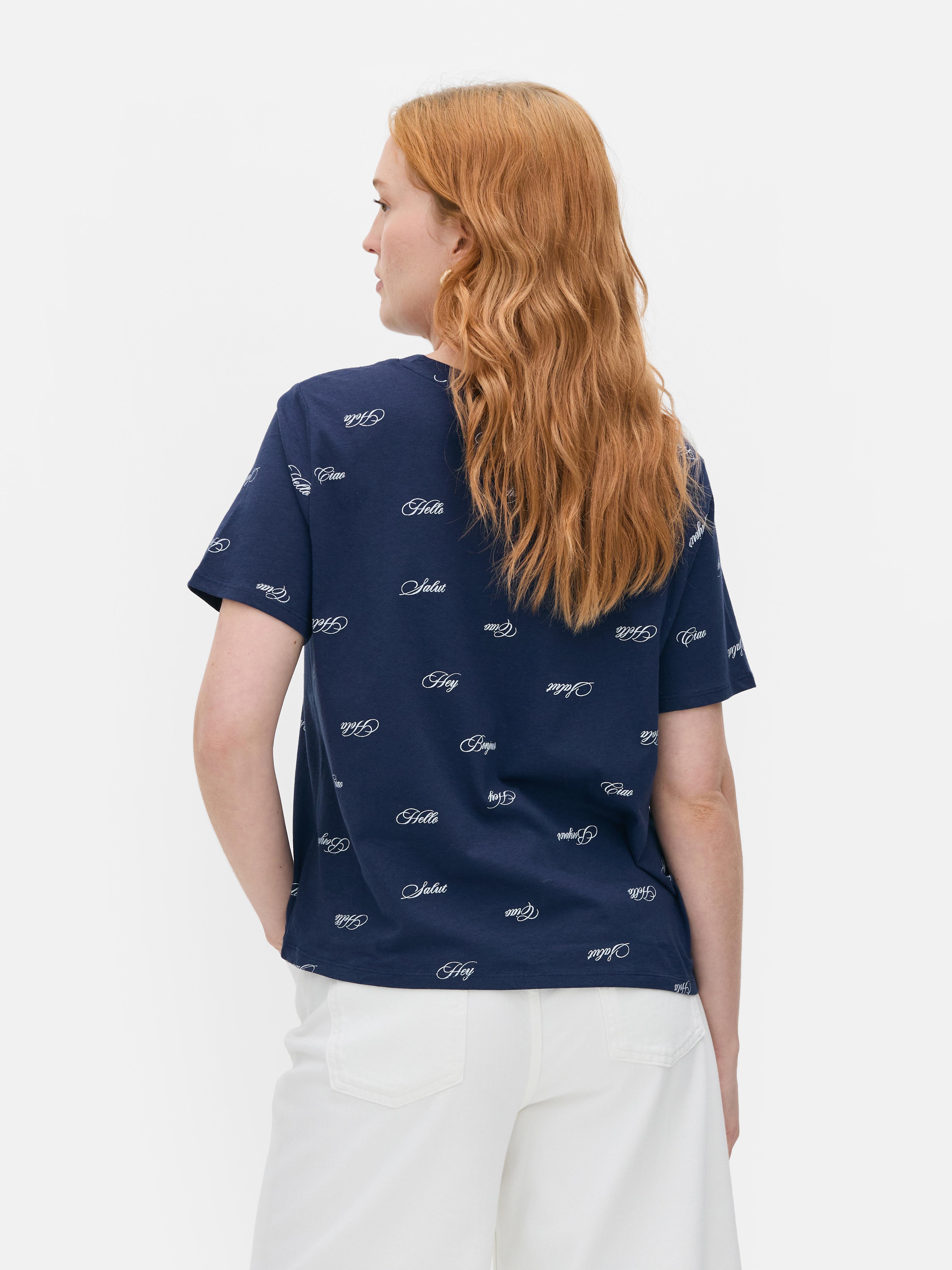 Maglietta in cotone con stampa all-over